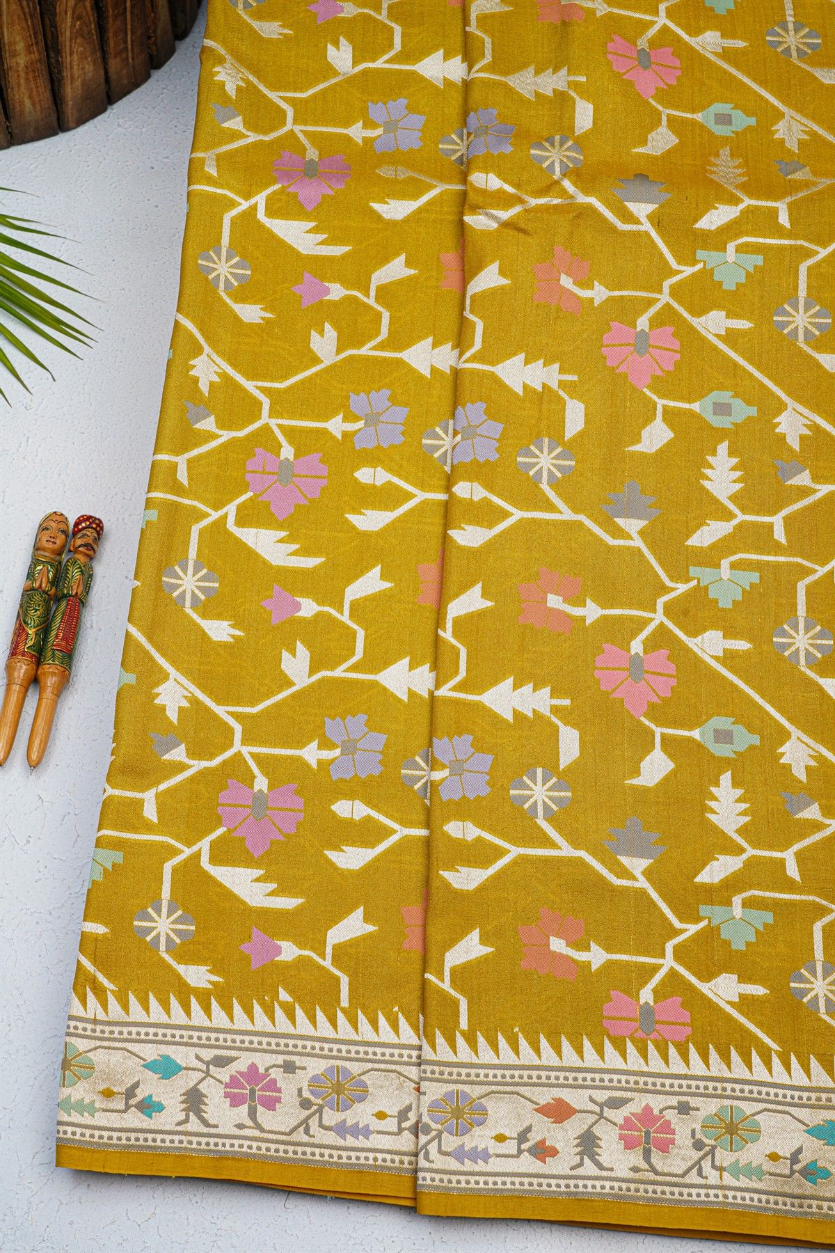 Fancy Tussar Mustard Saree