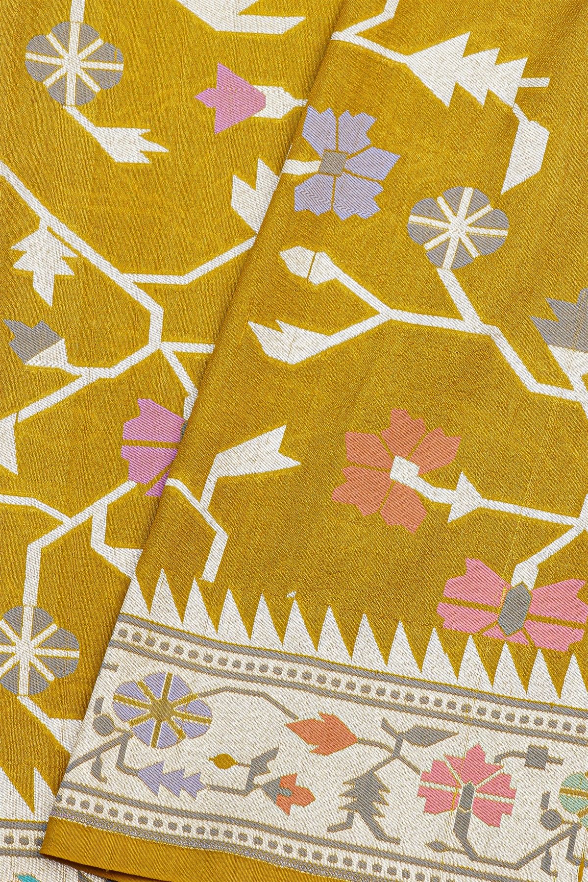 Fancy Tussar Mustard Saree