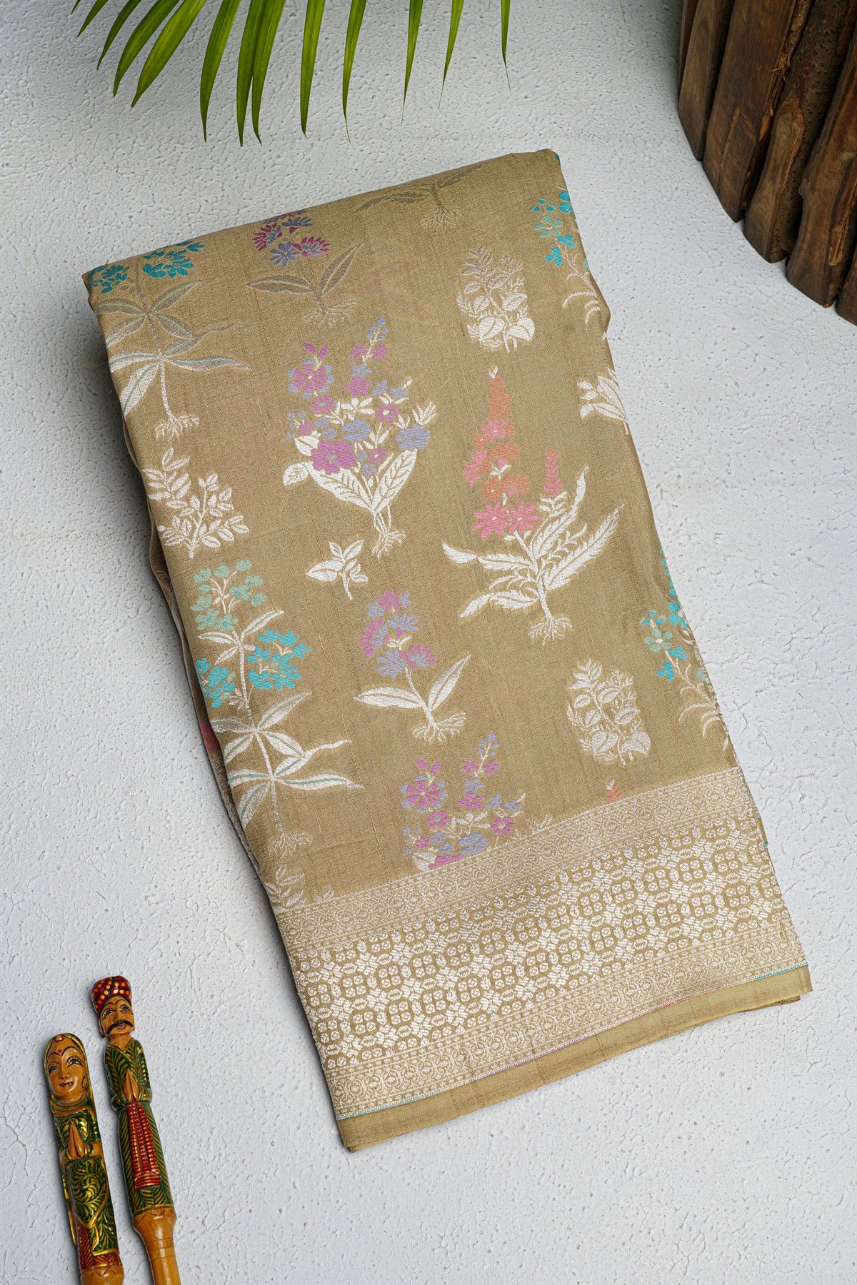 Fancy Tussar Georgette Beige Saree