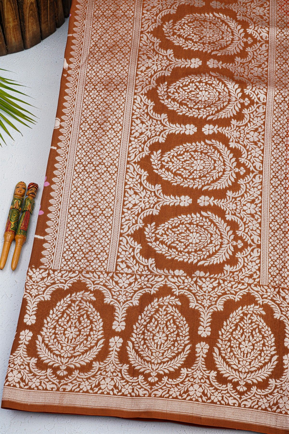 Fancy Tussar Georgette Rust Saree