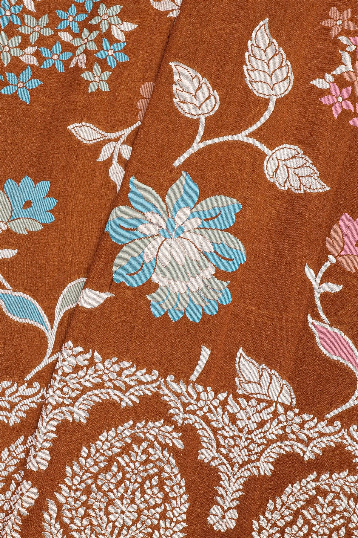 Fancy Tussar Georgette Rust Saree