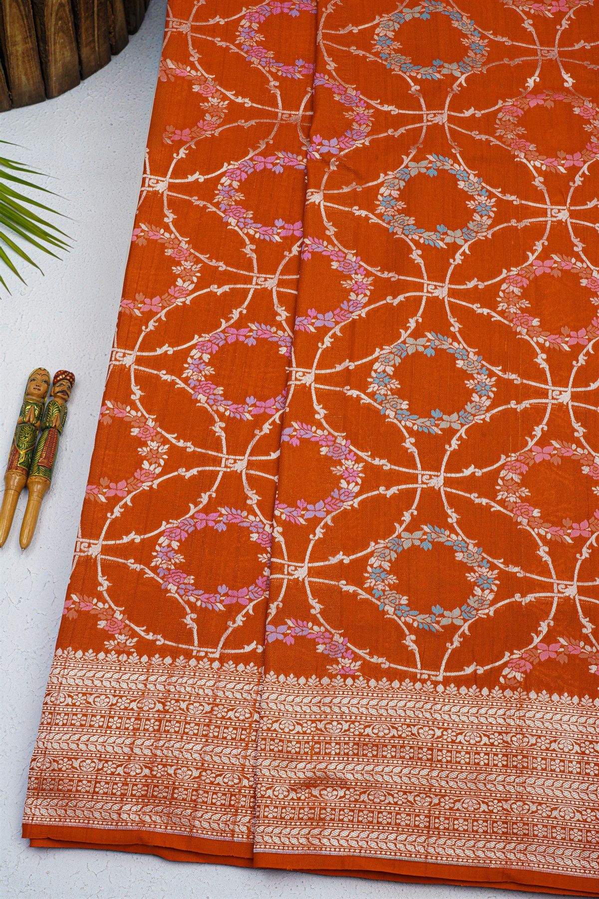 Fancy Tussar Georgette Rust Saree