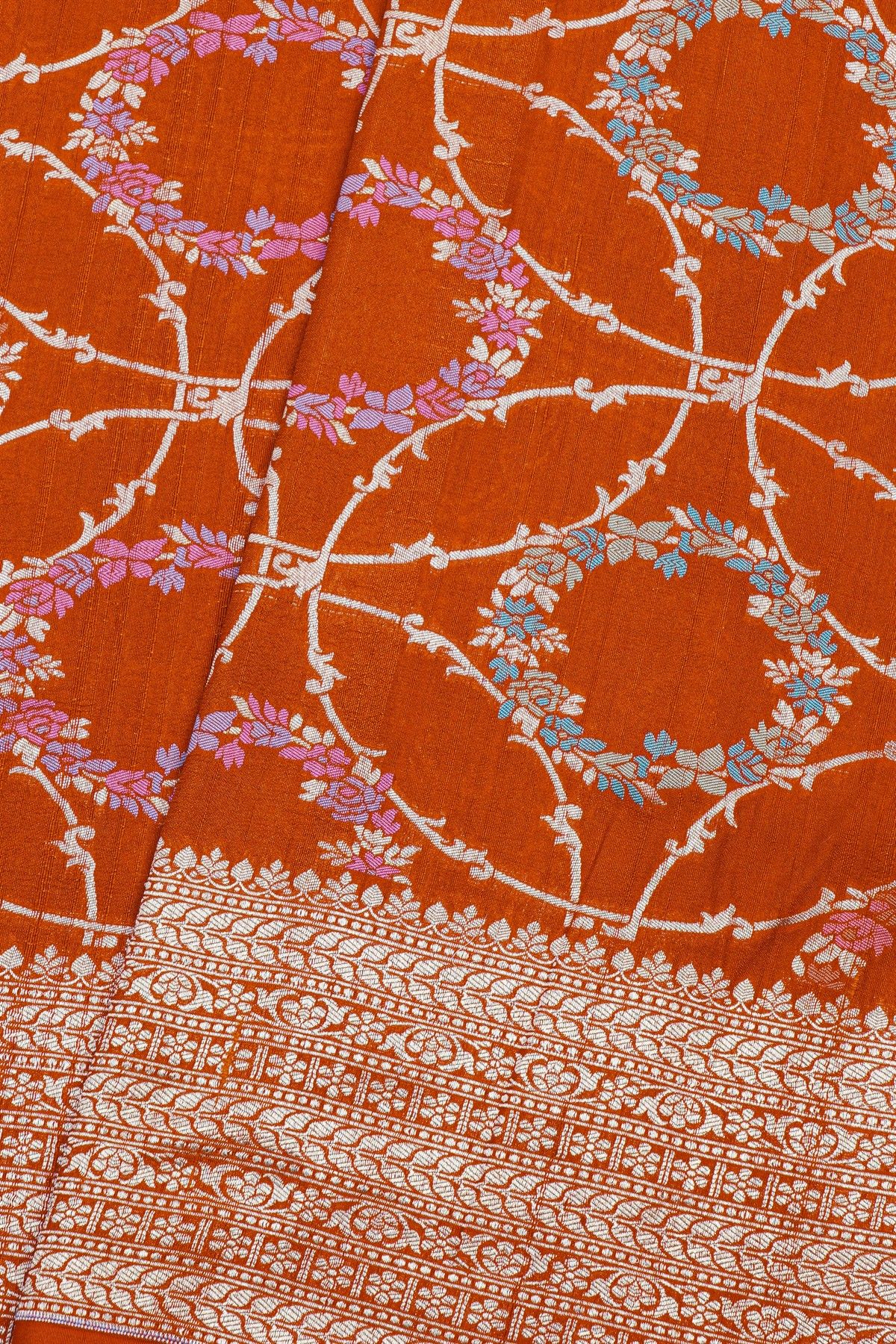 Fancy Tussar Georgette Rust Saree