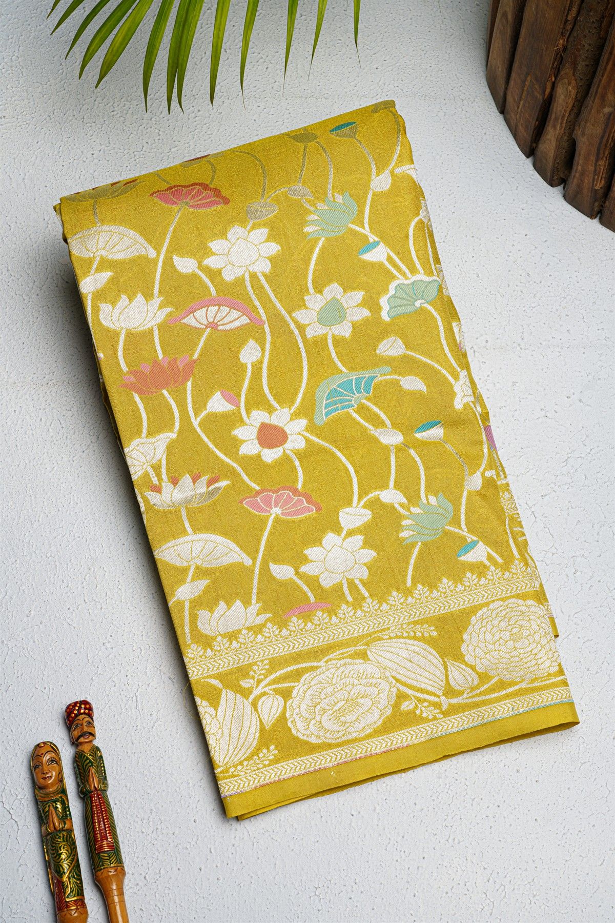 Fancy Tussar Georgette Yellow Saree