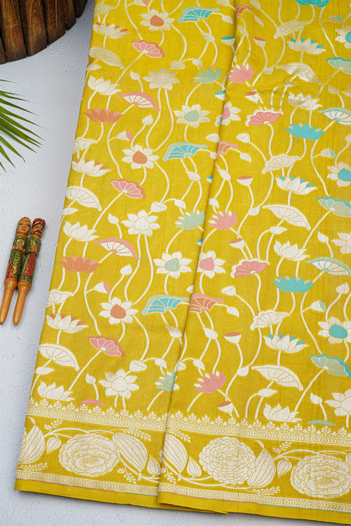 Fancy Tussar Georgette Yellow Saree