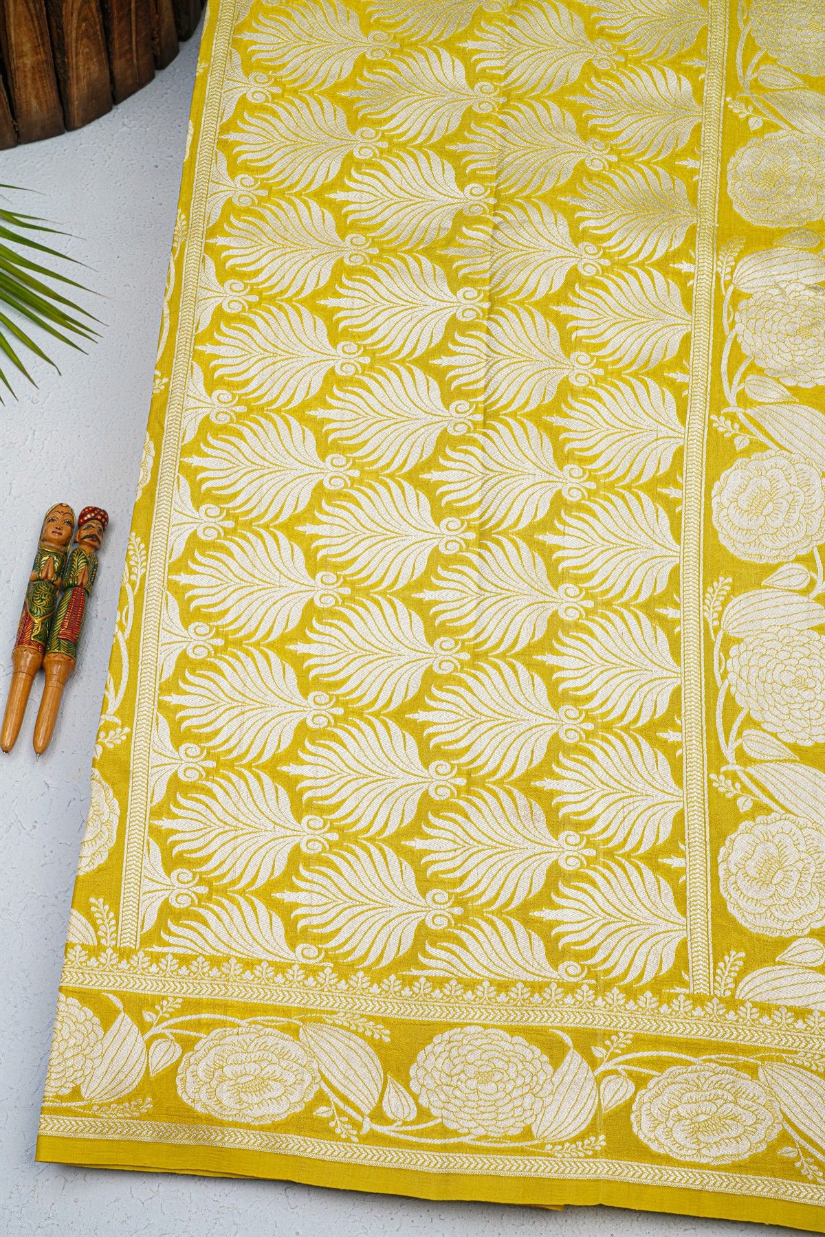 Fancy Tussar Georgette Yellow Saree