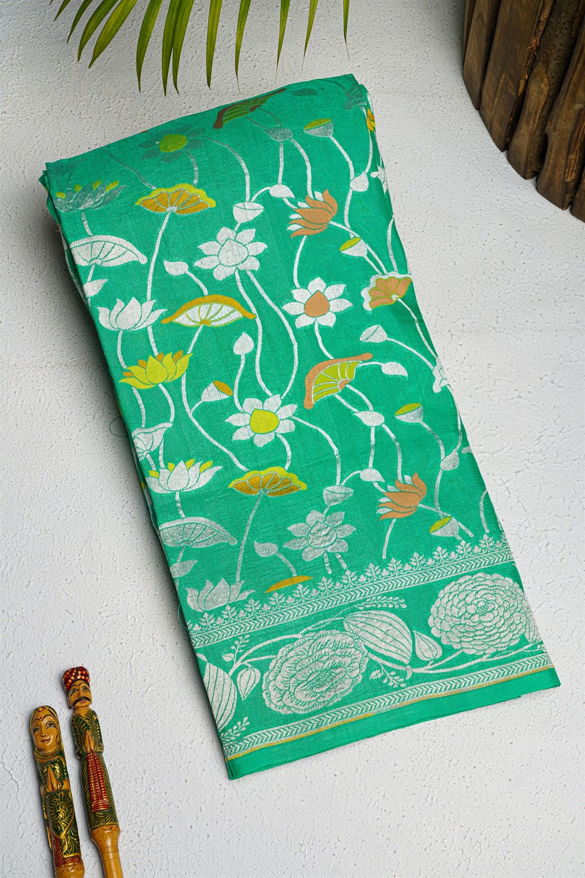 Fancy Tussar Georgette Parrot Green Saree