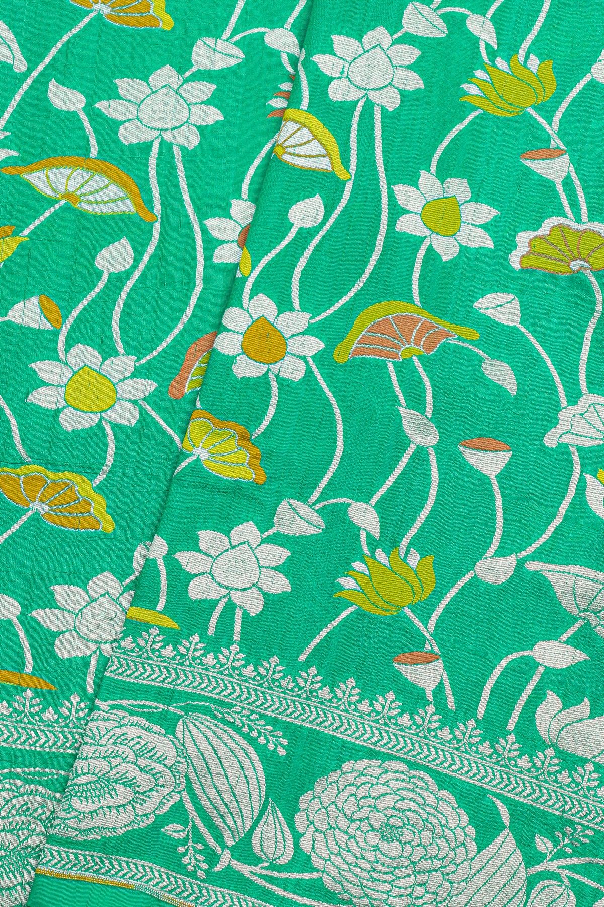 Fancy Tussar Georgette Parrot Green Saree