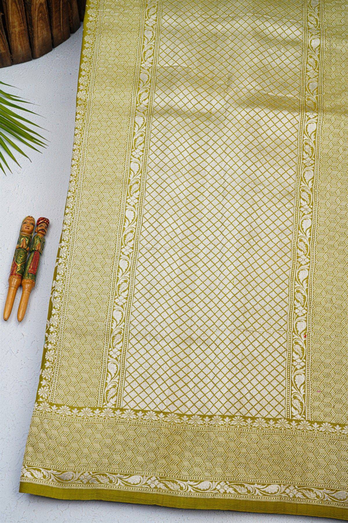 Fancy Tussar Georgette Mehendi Green Saree