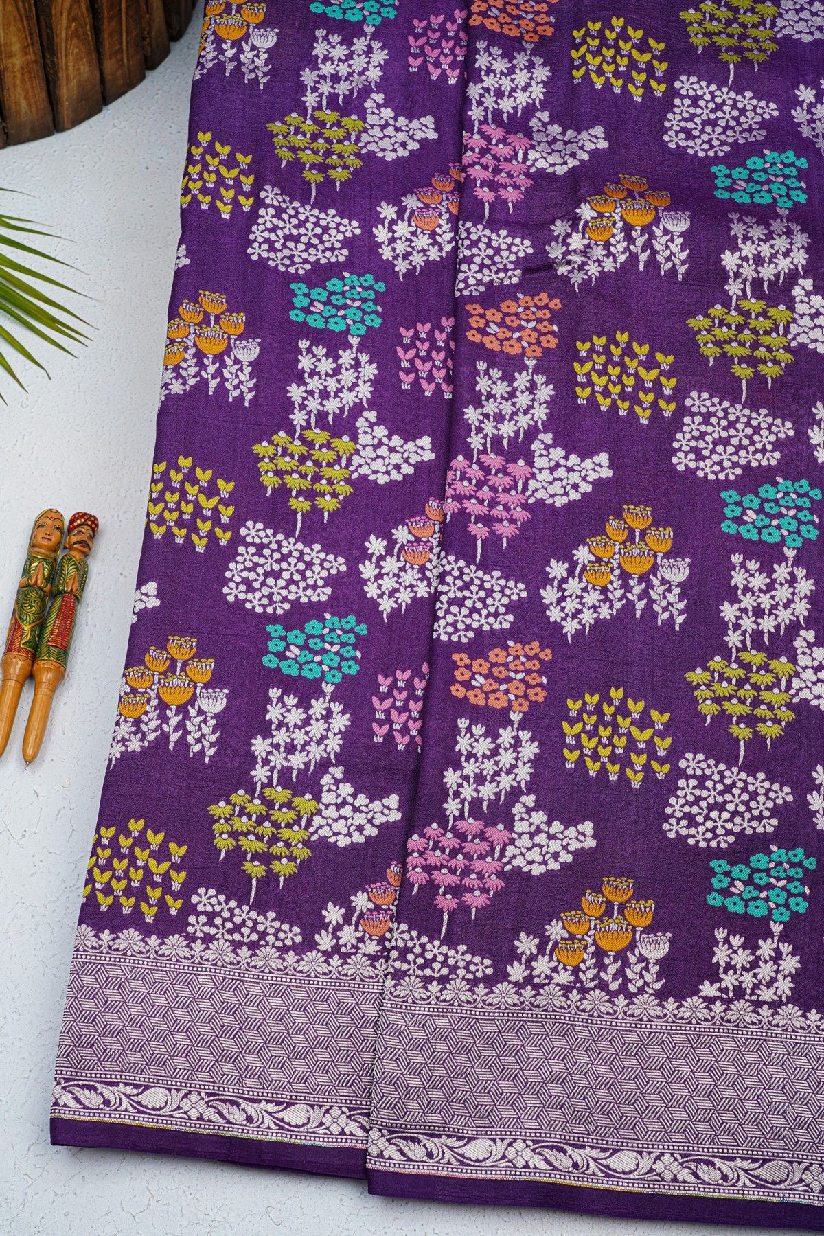 Fancy Tussar Georgette Dark Purple Saree