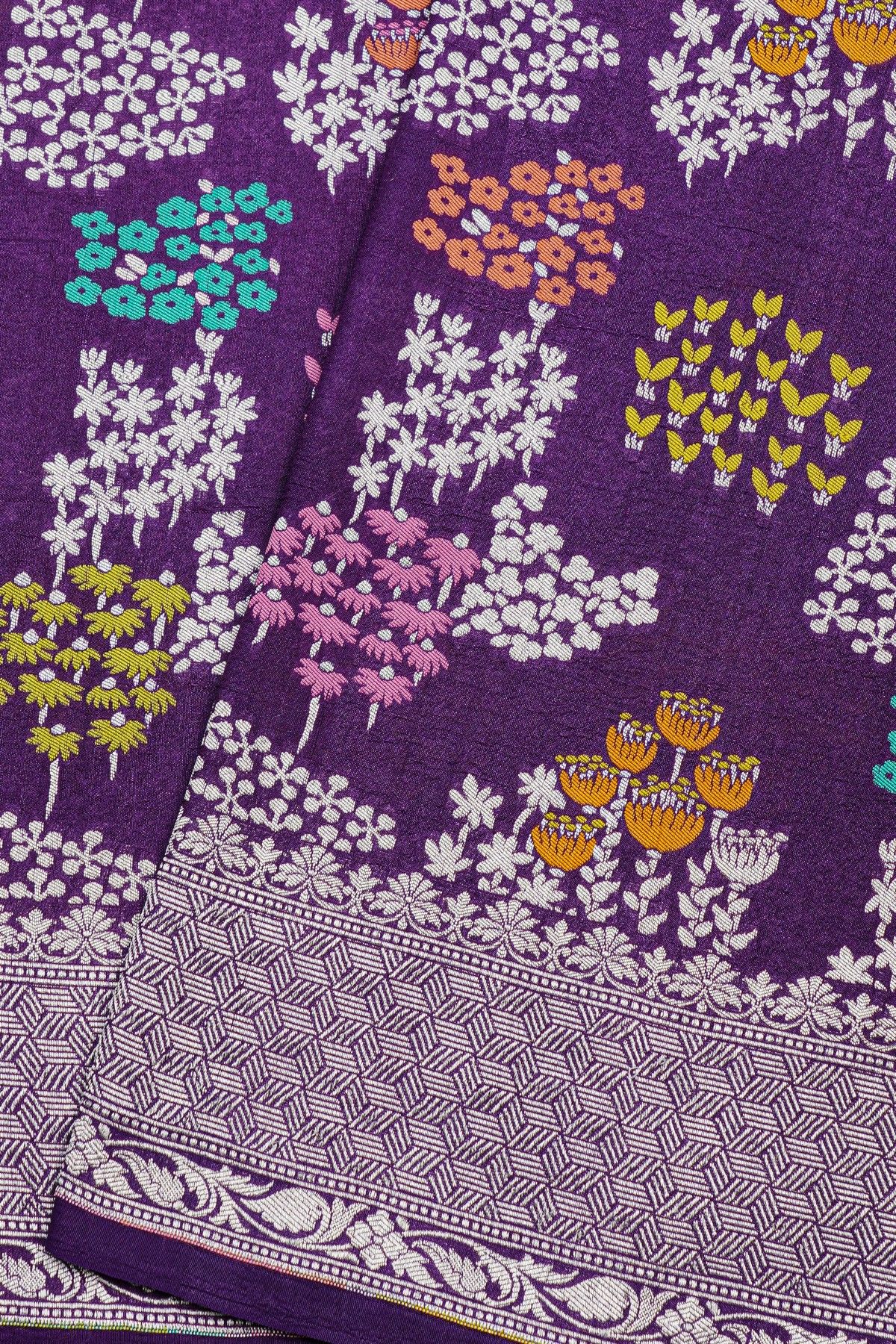 Fancy Tussar Georgette Dark Purple Saree