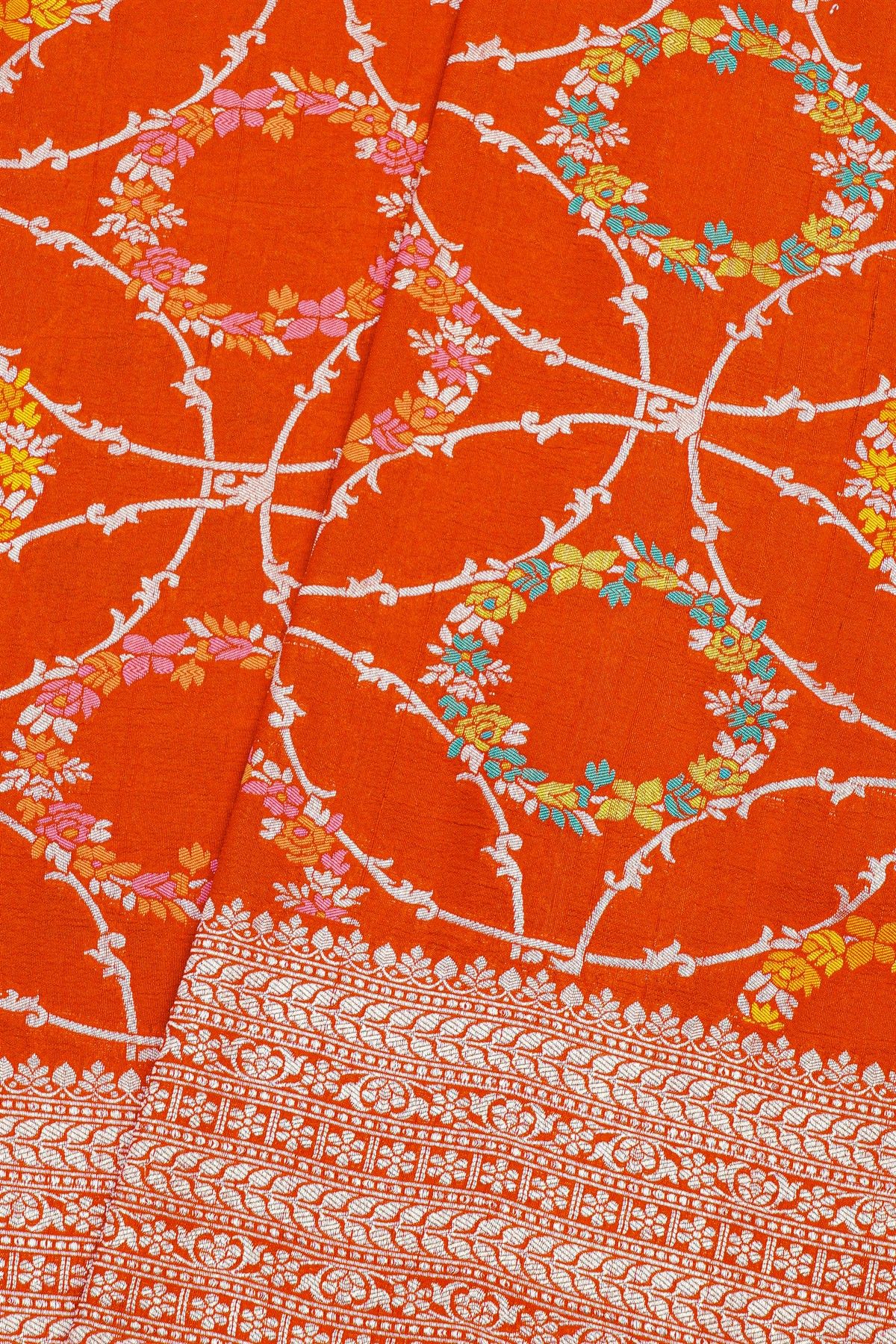 Fancy Tussar Georgette Red Saree