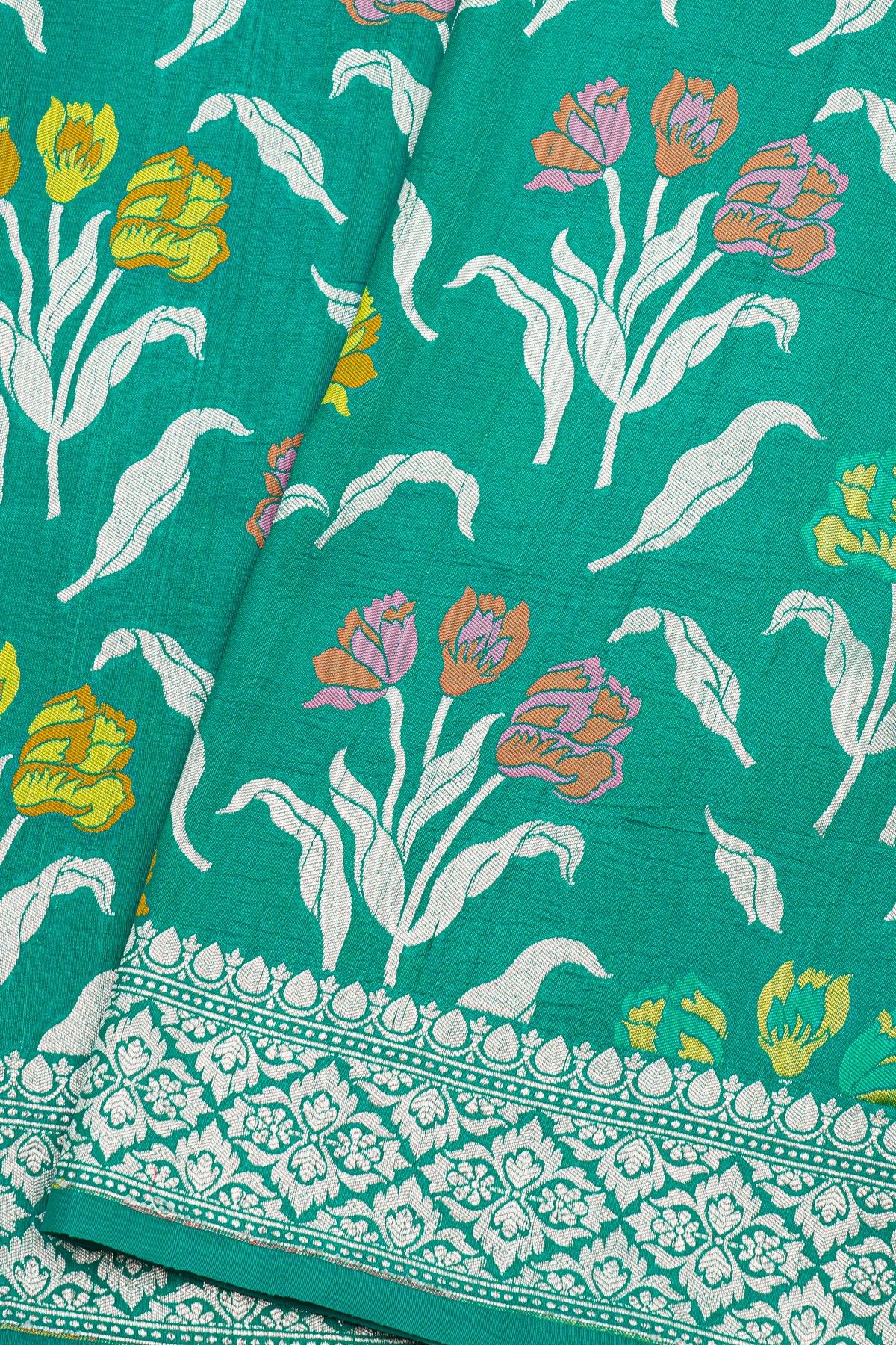 Fancy Tussar Georgette Sea Green Saree