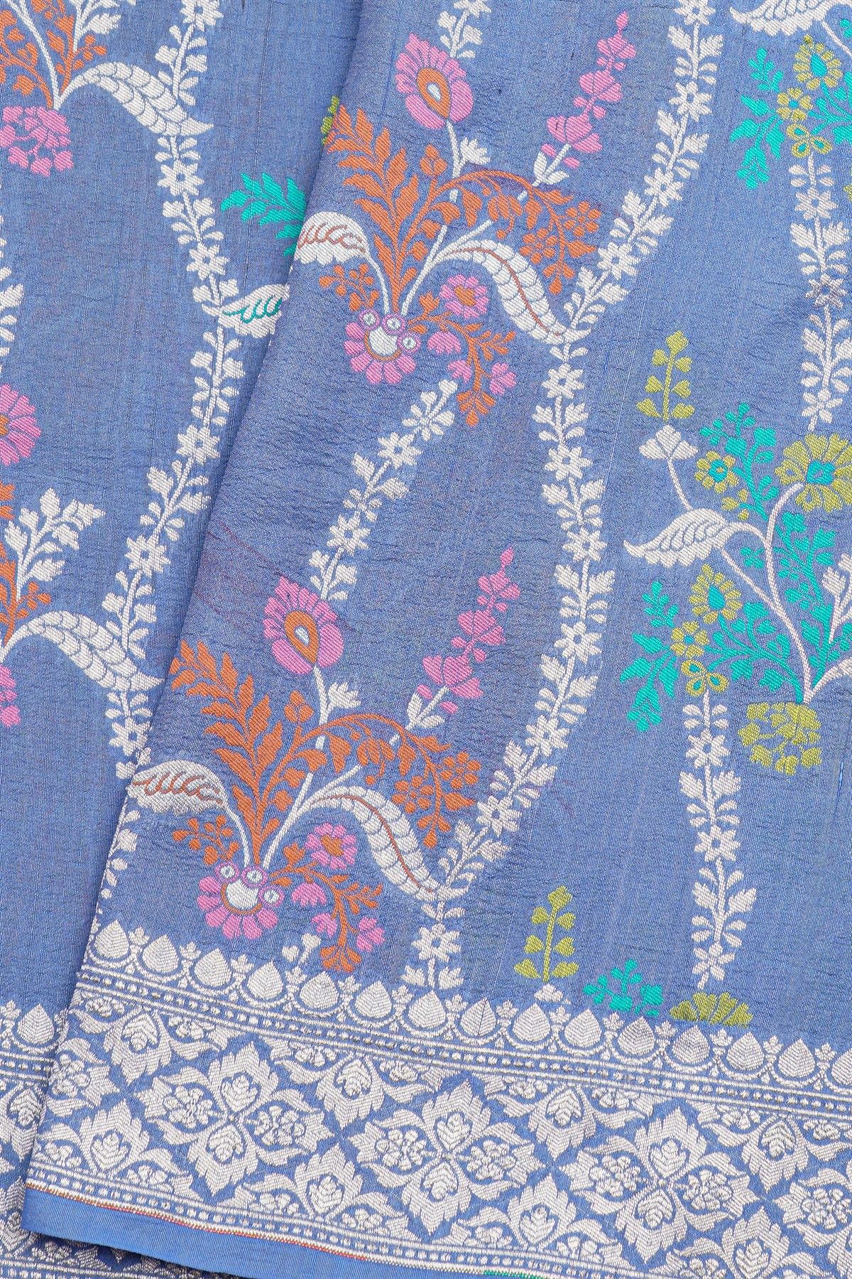 Fancy Tussar Georgette Blue Saree