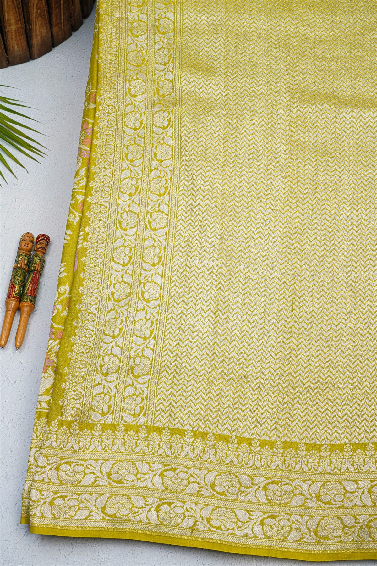 Designer Tussar Georgette Mehendi Green Saree