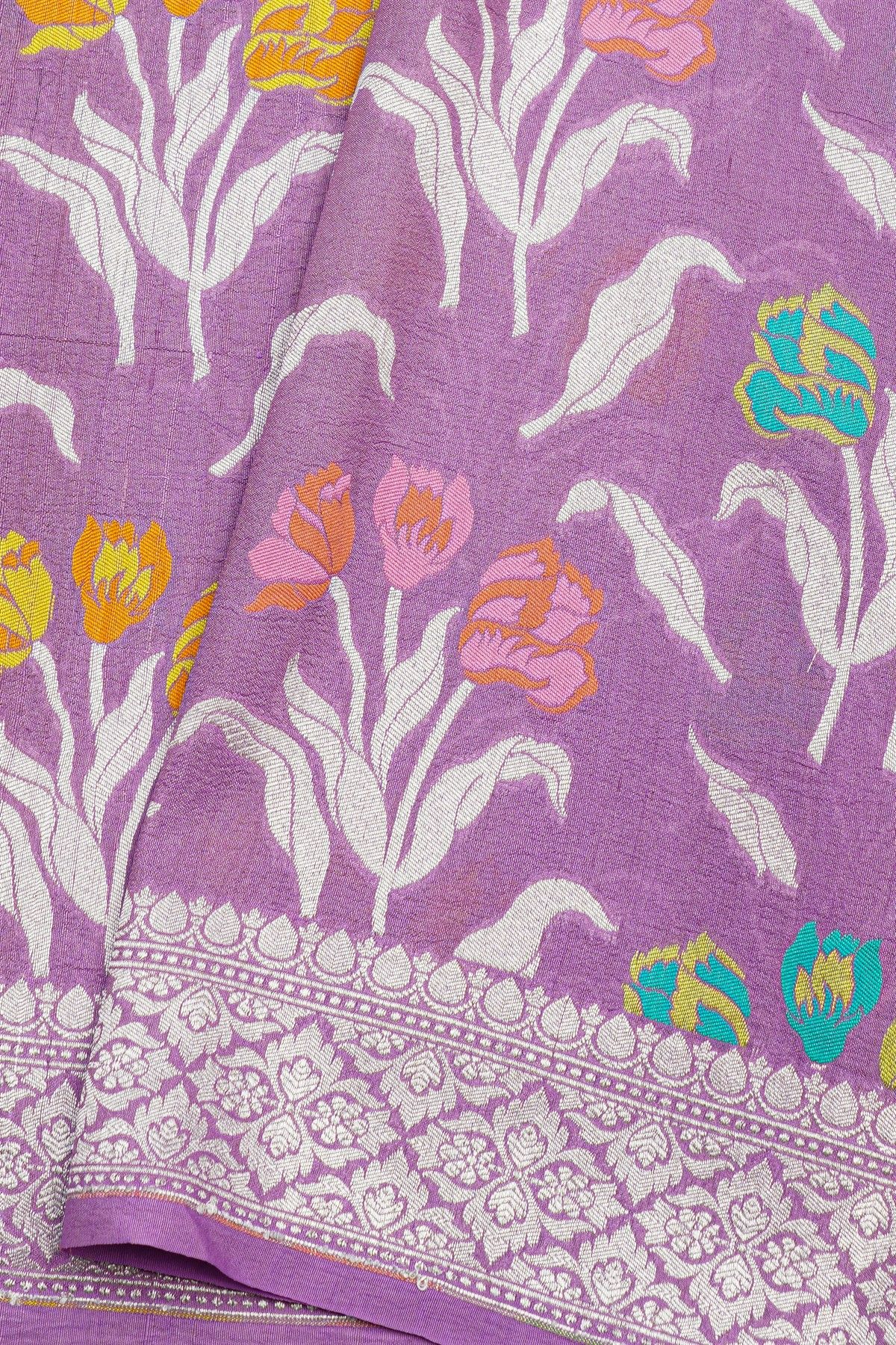 Fancy Tussar Georgette Lilac Saree