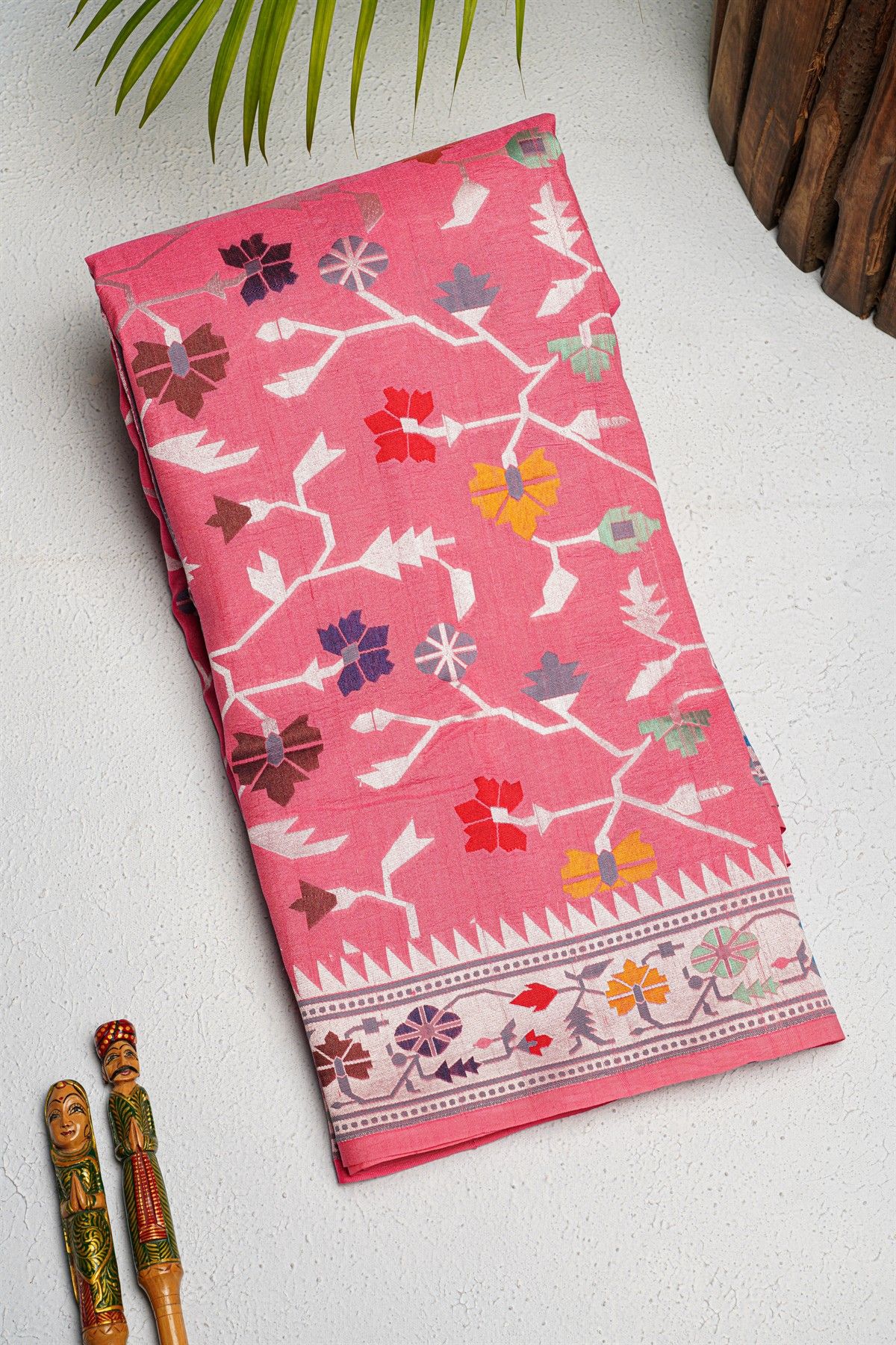 Fancy Tussar Georgette Pink Saree