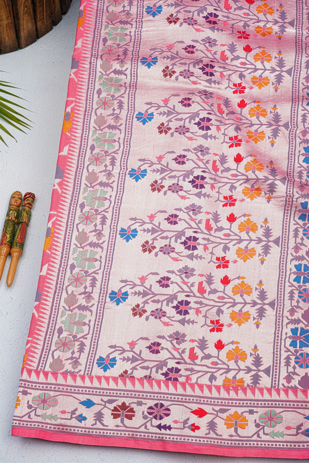 Fancy Tussar Georgette Pink Saree