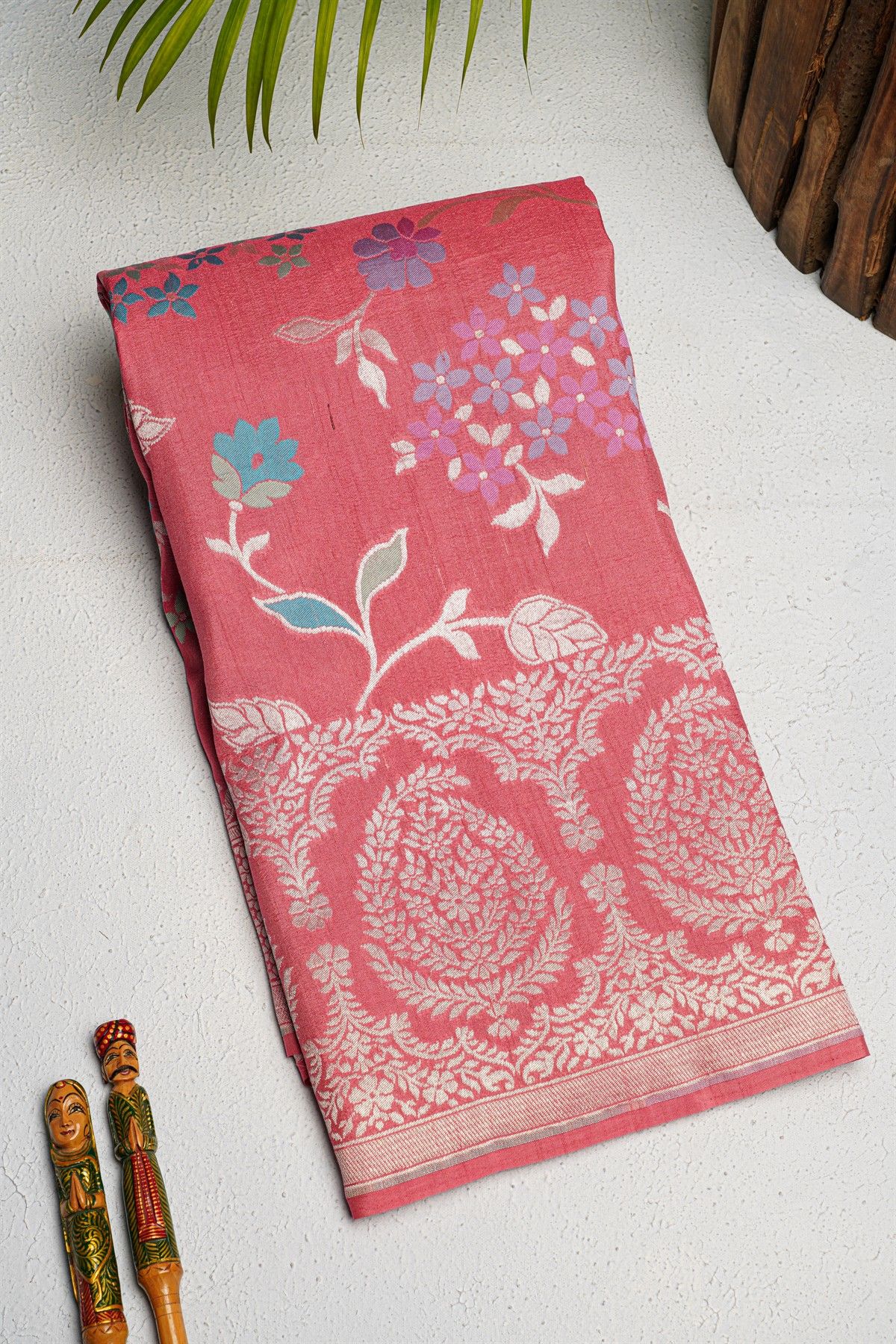 Fancy Tussar Georgette Peach Saree