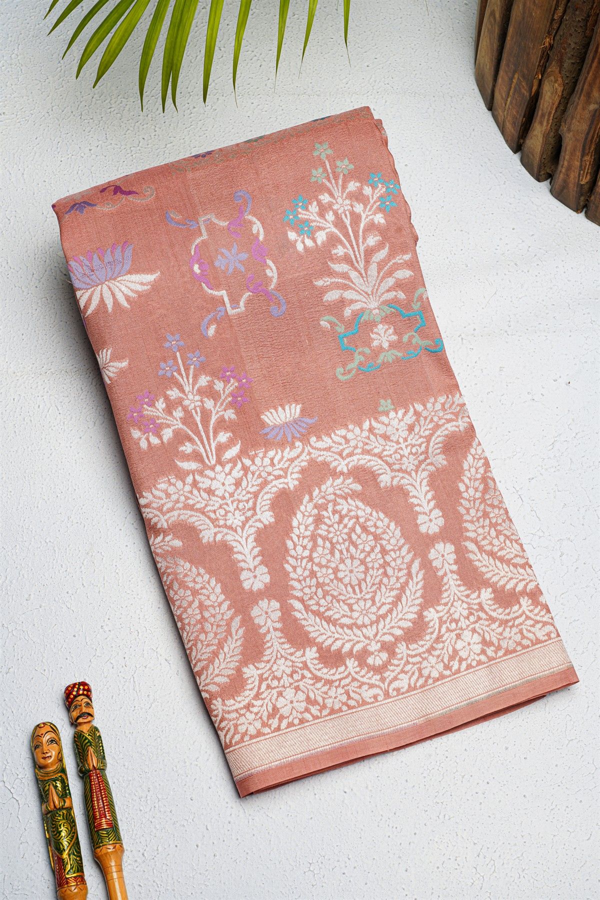 Fancy Tussar Georgette Peach Saree