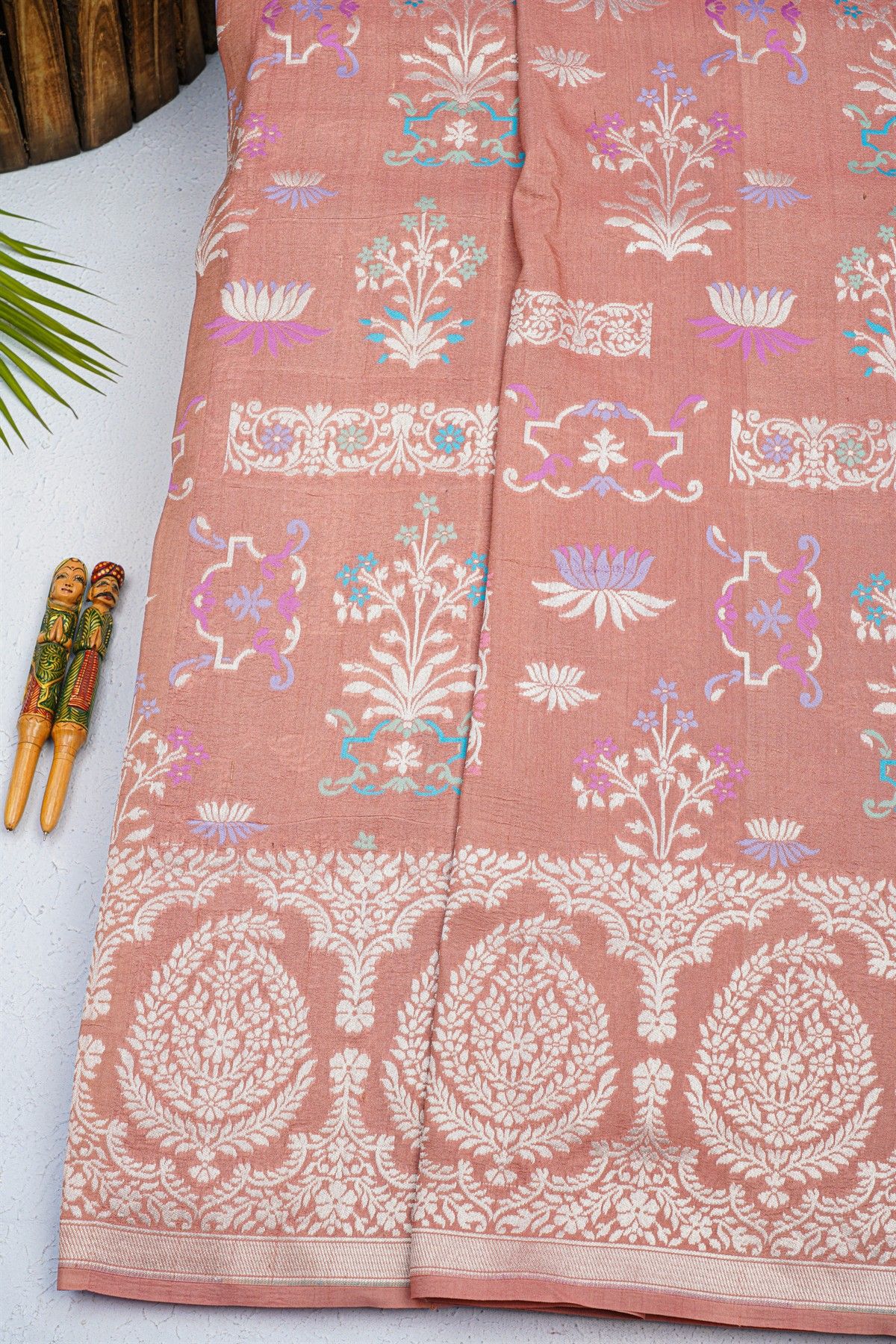 Fancy Tussar Georgette Peach Saree