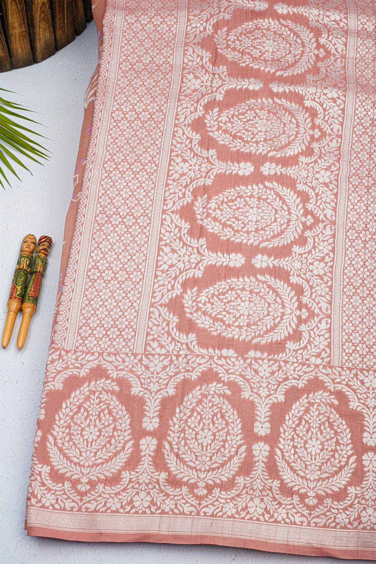 Fancy Tussar Georgette Peach Saree