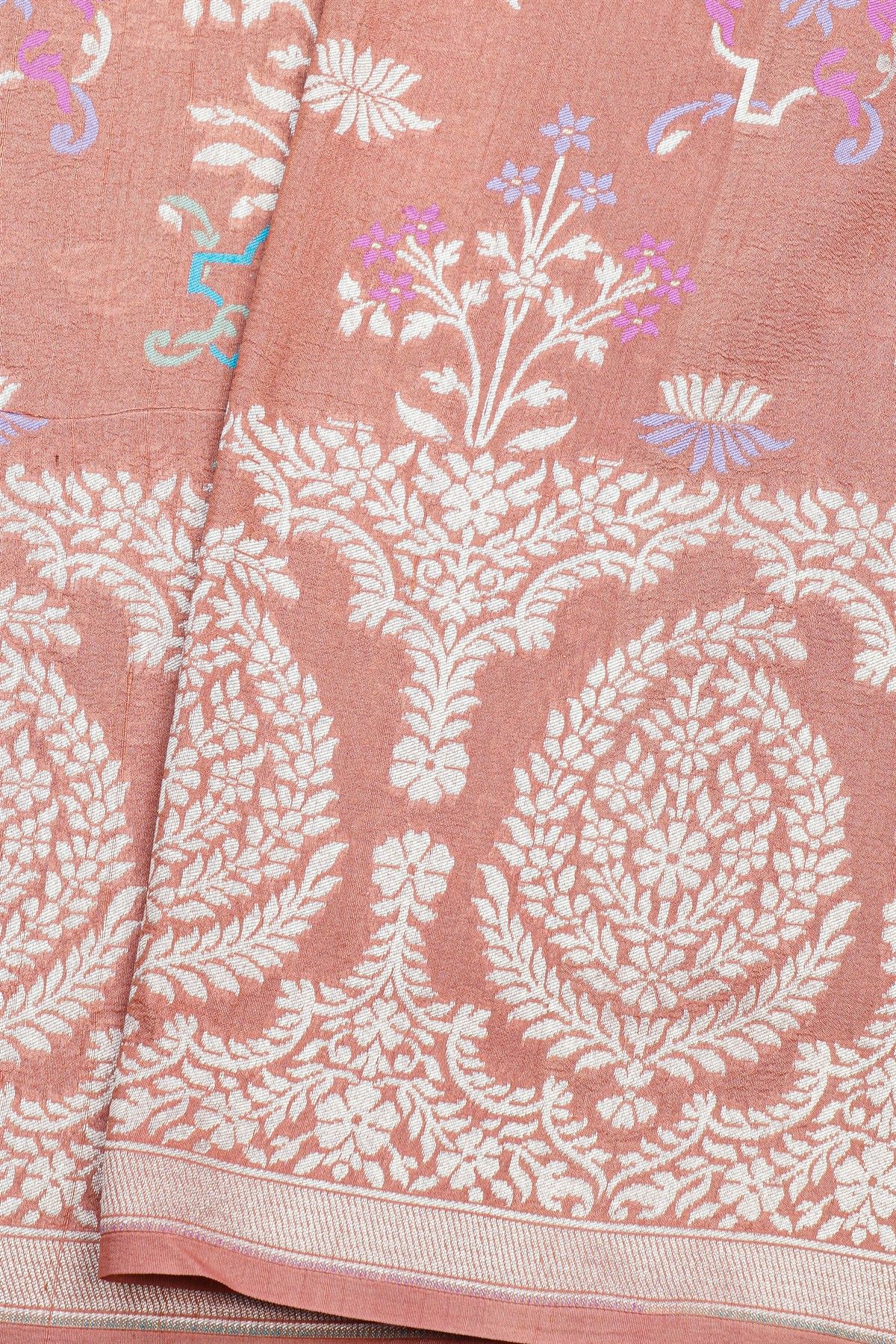 Fancy Tussar Georgette Peach Saree