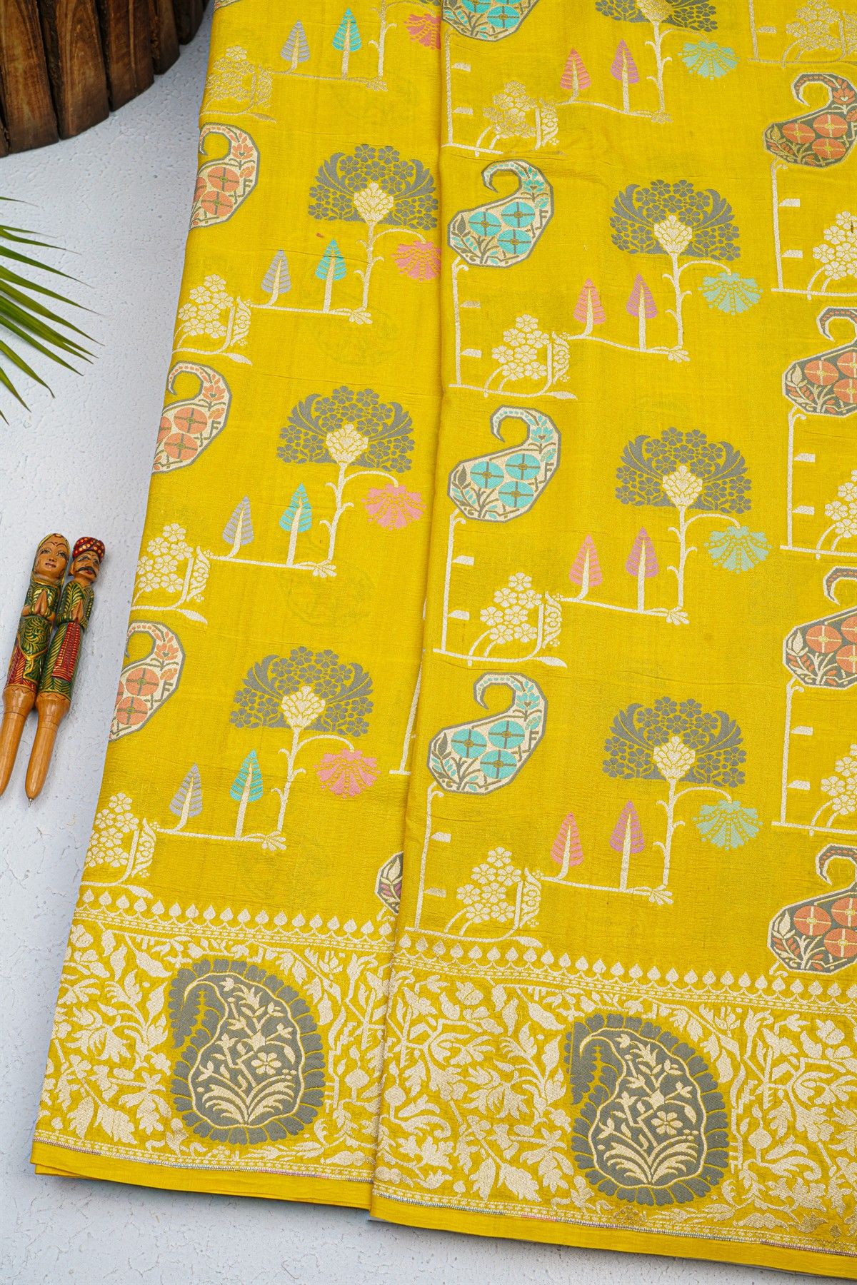 Fancy Tussar Georgette Yellow Saree