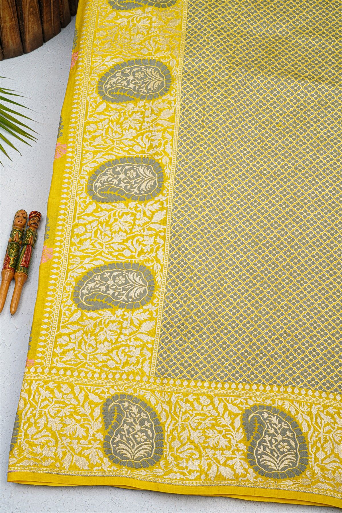 Fancy Tussar Georgette Yellow Saree