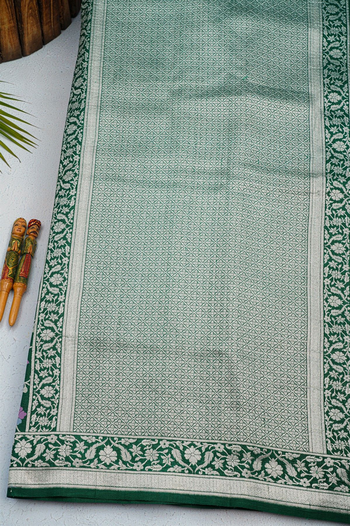 Fancy Tussar Georgette Bottle Green Saree