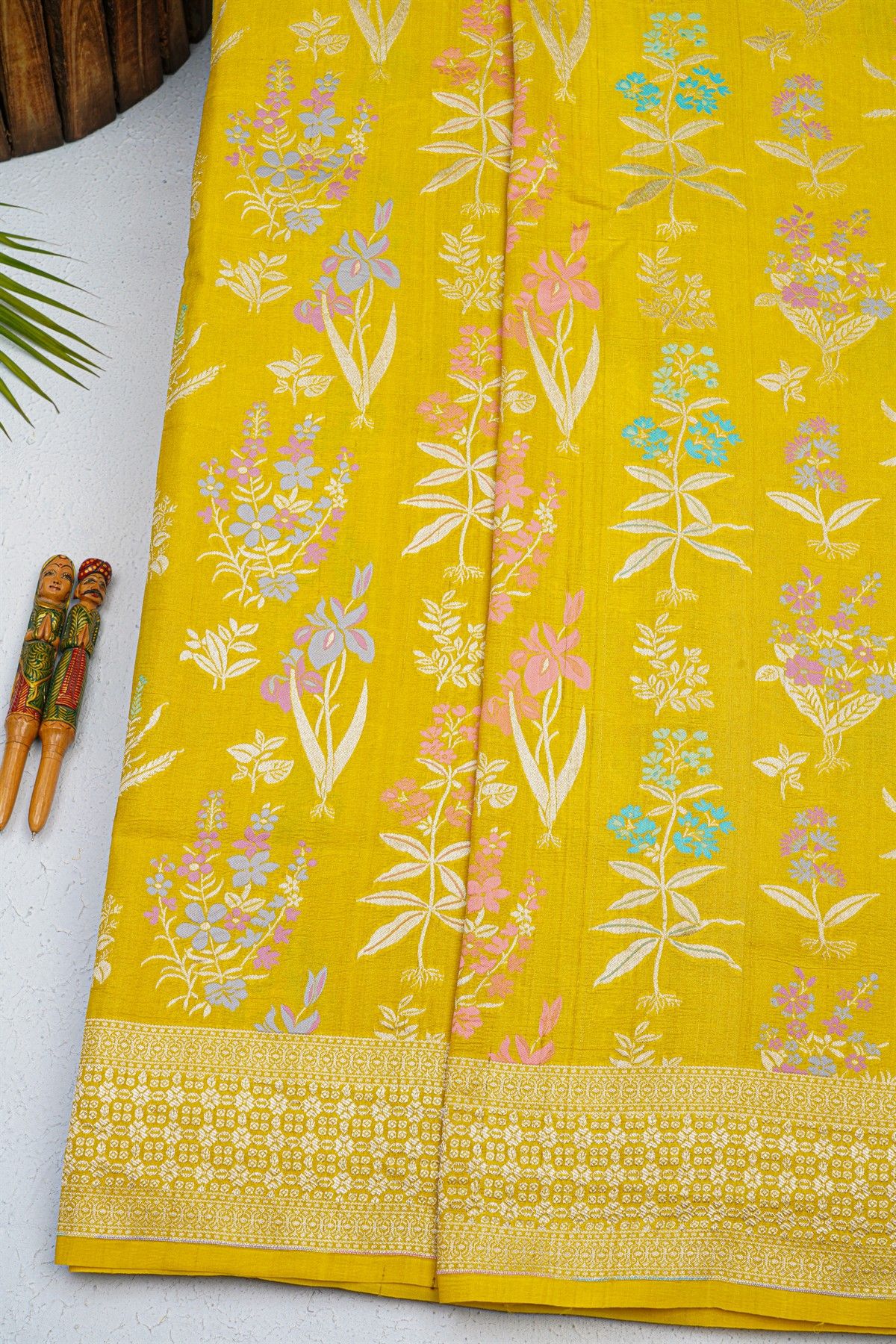 Fancy Tussar Georgette Yellow Saree