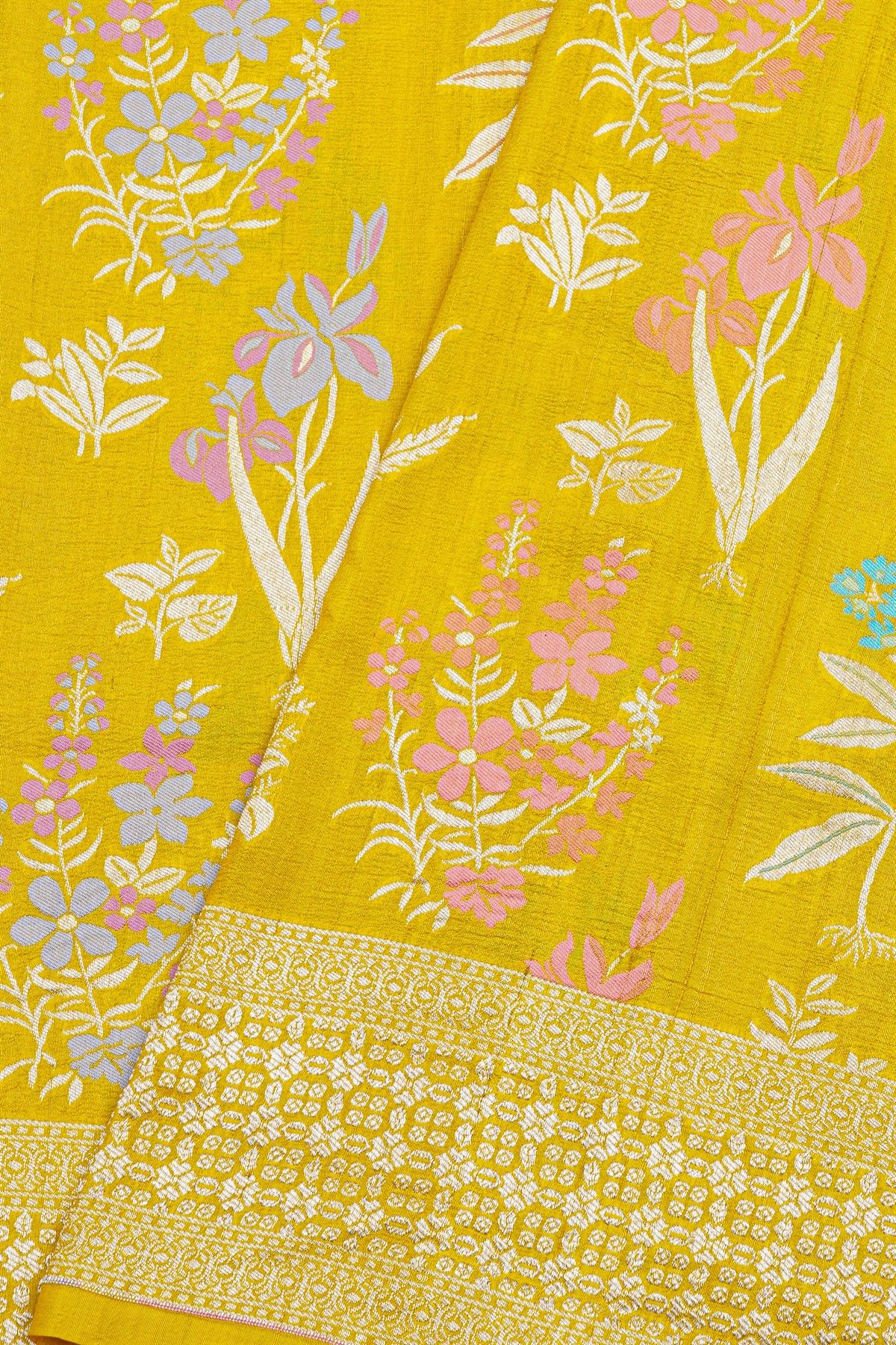 Fancy Tussar Georgette Yellow Saree