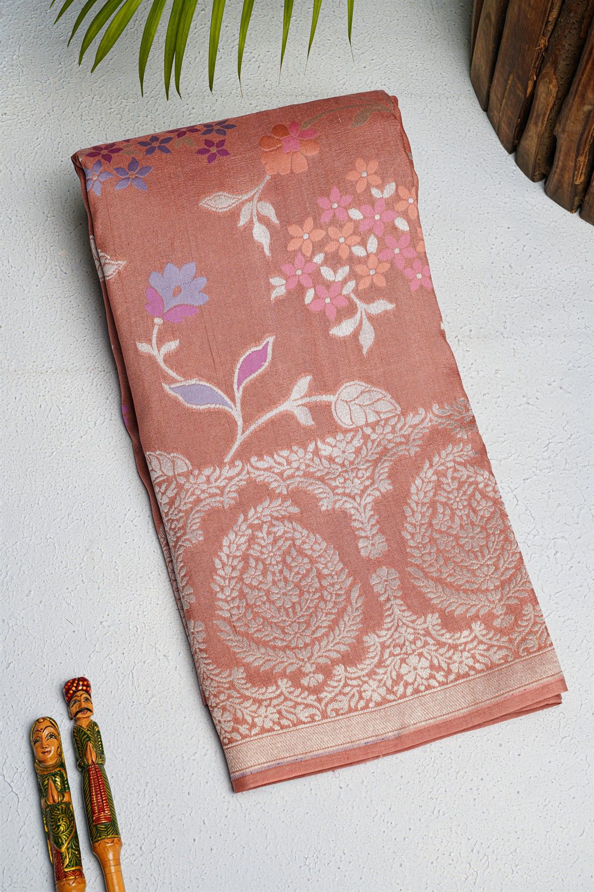 Fancy Tussar Georgette Peach Saree