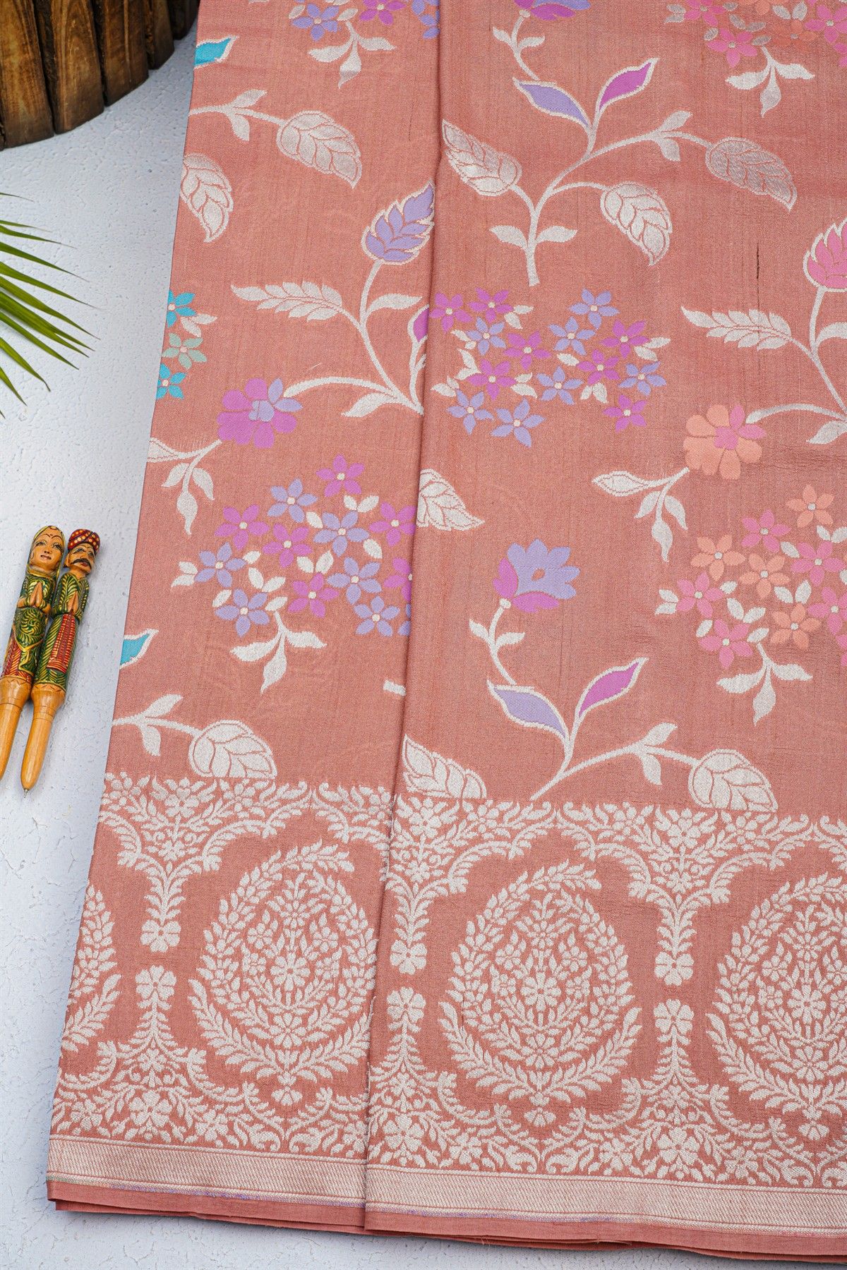 Fancy Tussar Georgette Peach Saree