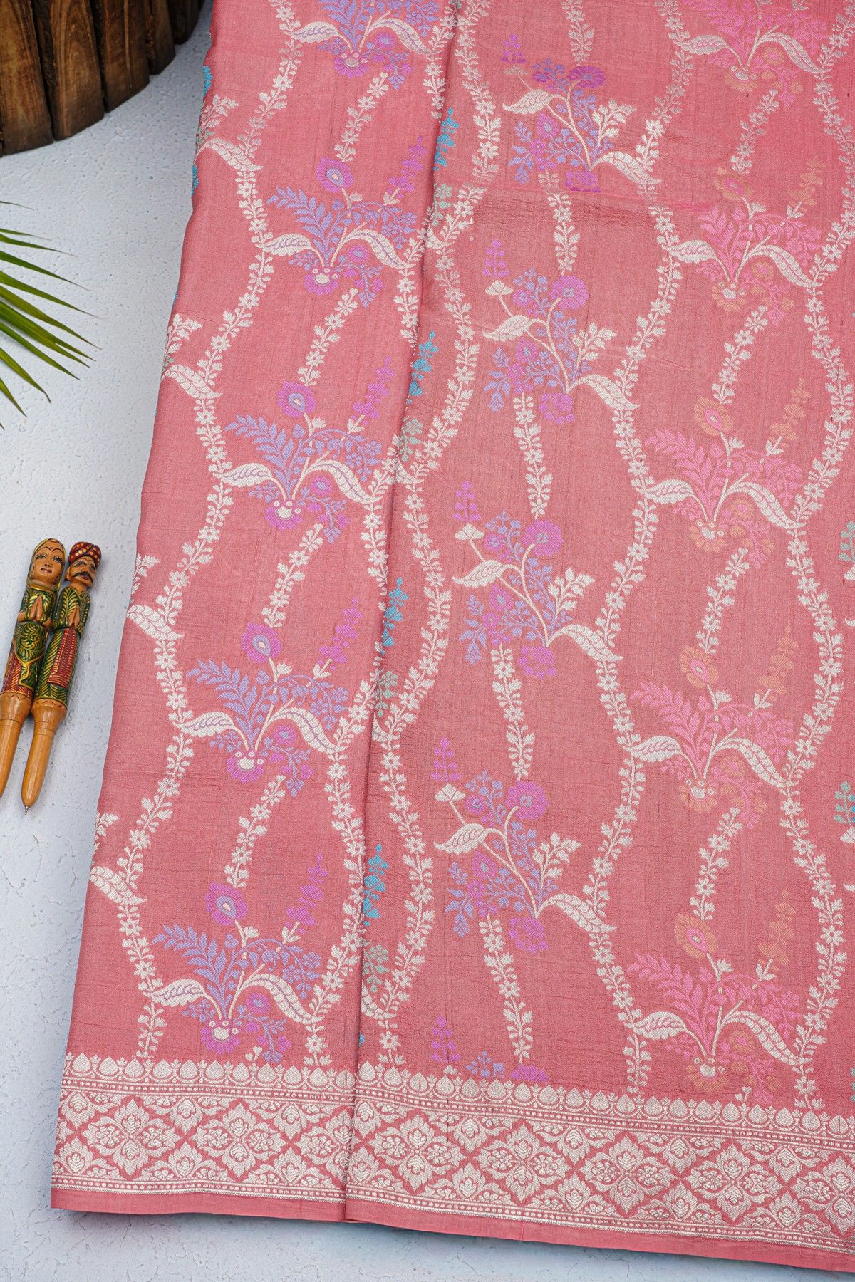 Fancy Tussar Georgette Pink Saree