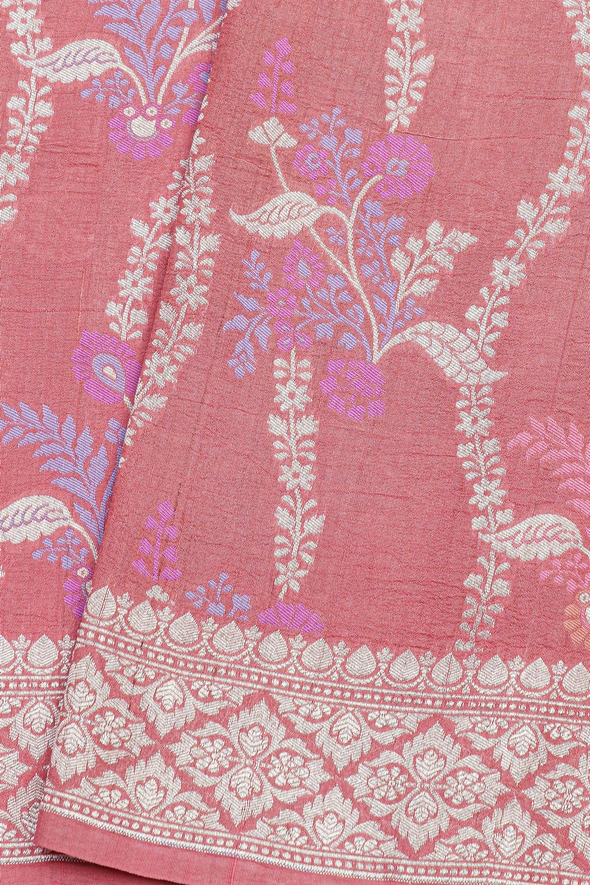 Fancy Tussar Georgette Pink Saree
