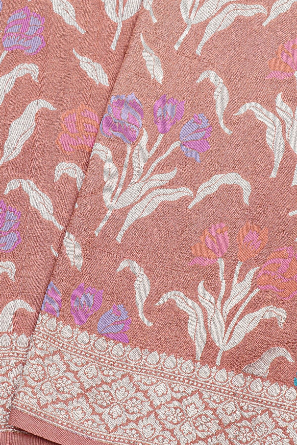 Fancy Tussar Georgette Peach Saree