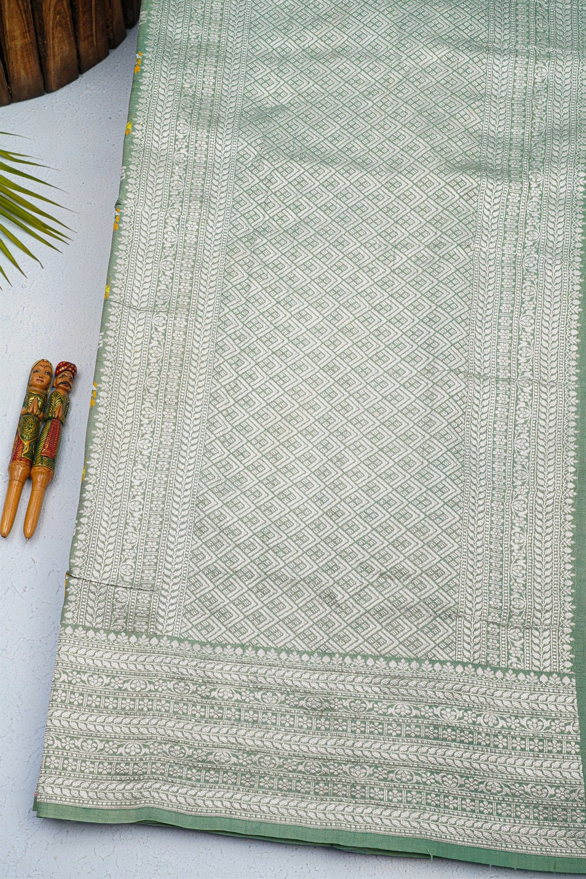 Fancy Tussar Georgette Pista Green Saree