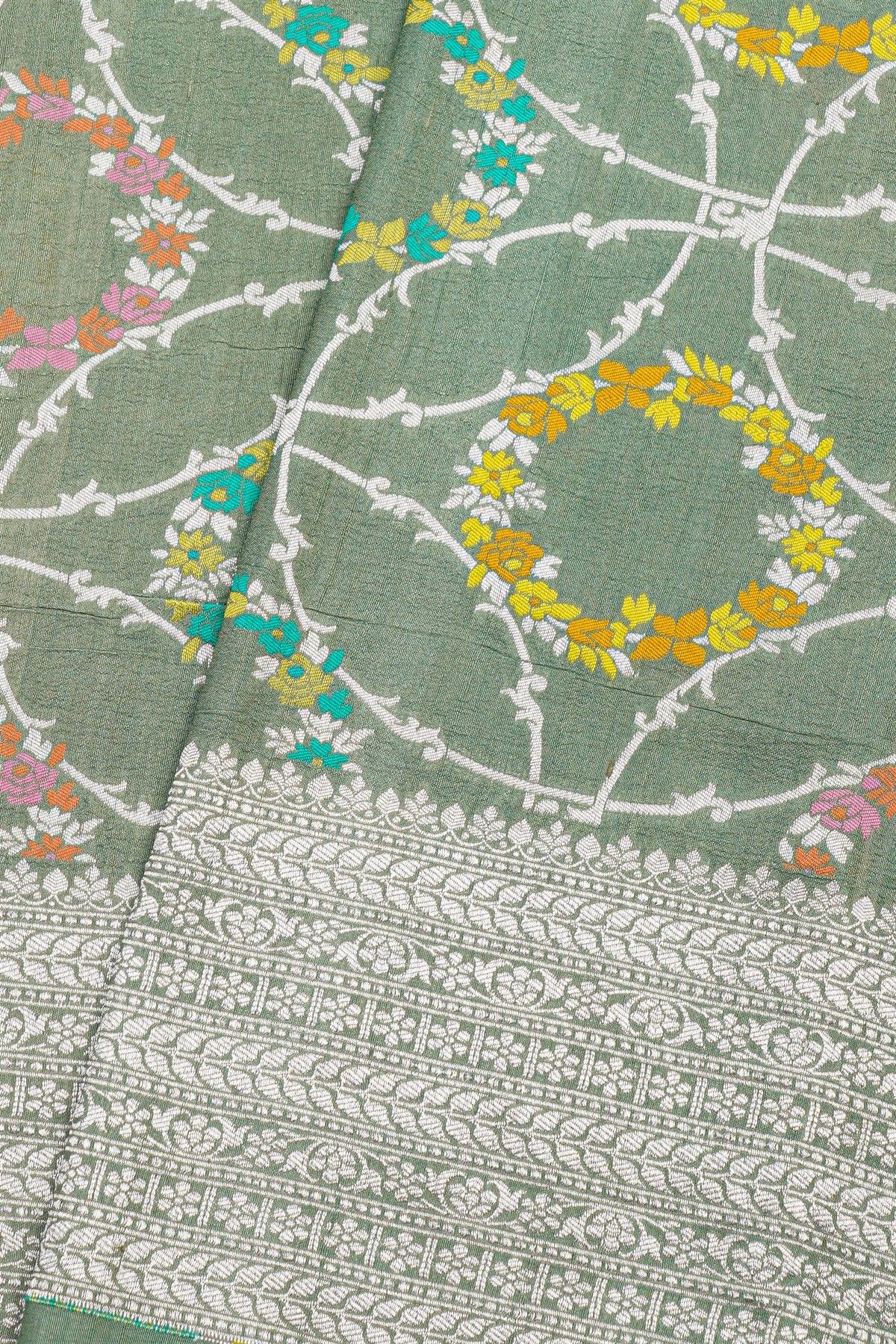 Fancy Tussar Georgette Pista Green Saree