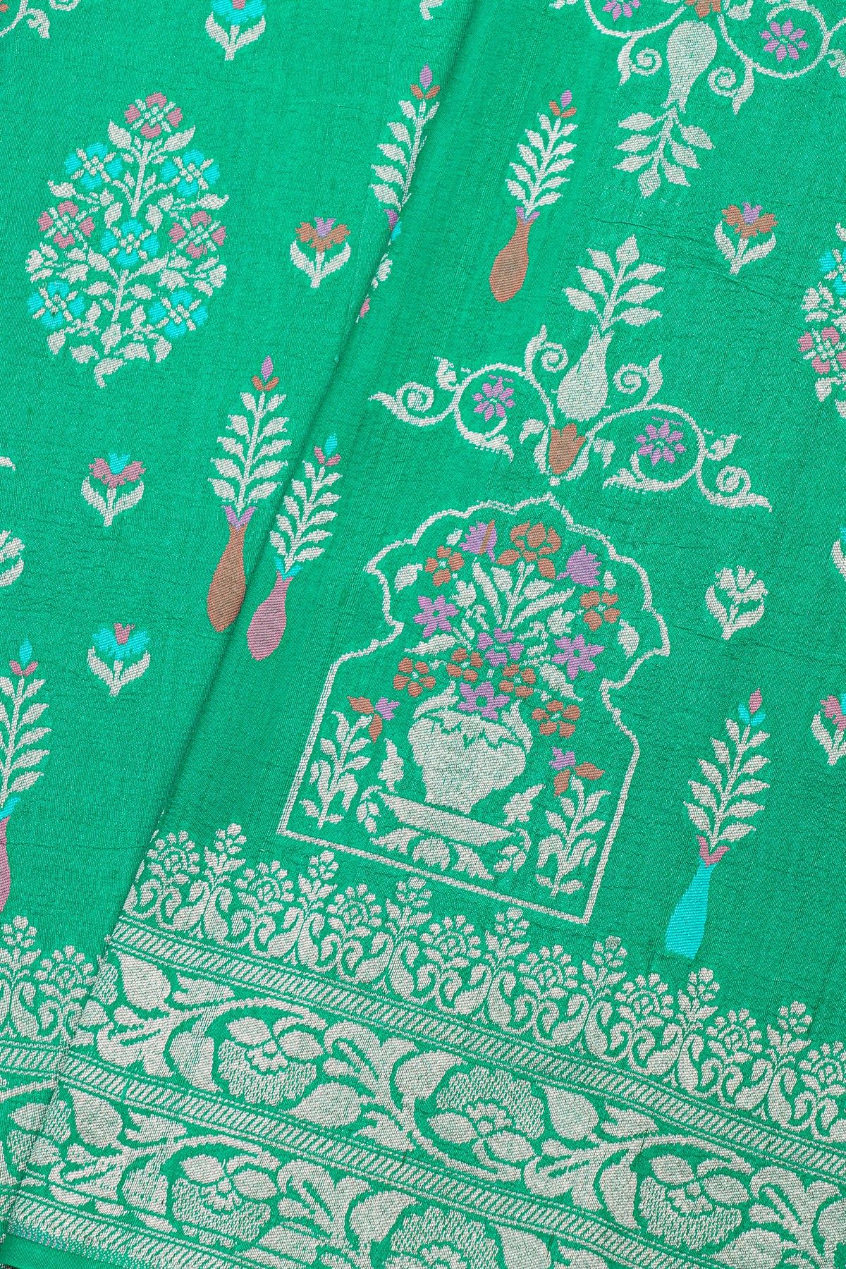 Fancy Tussar Georgette Sea Green Saree