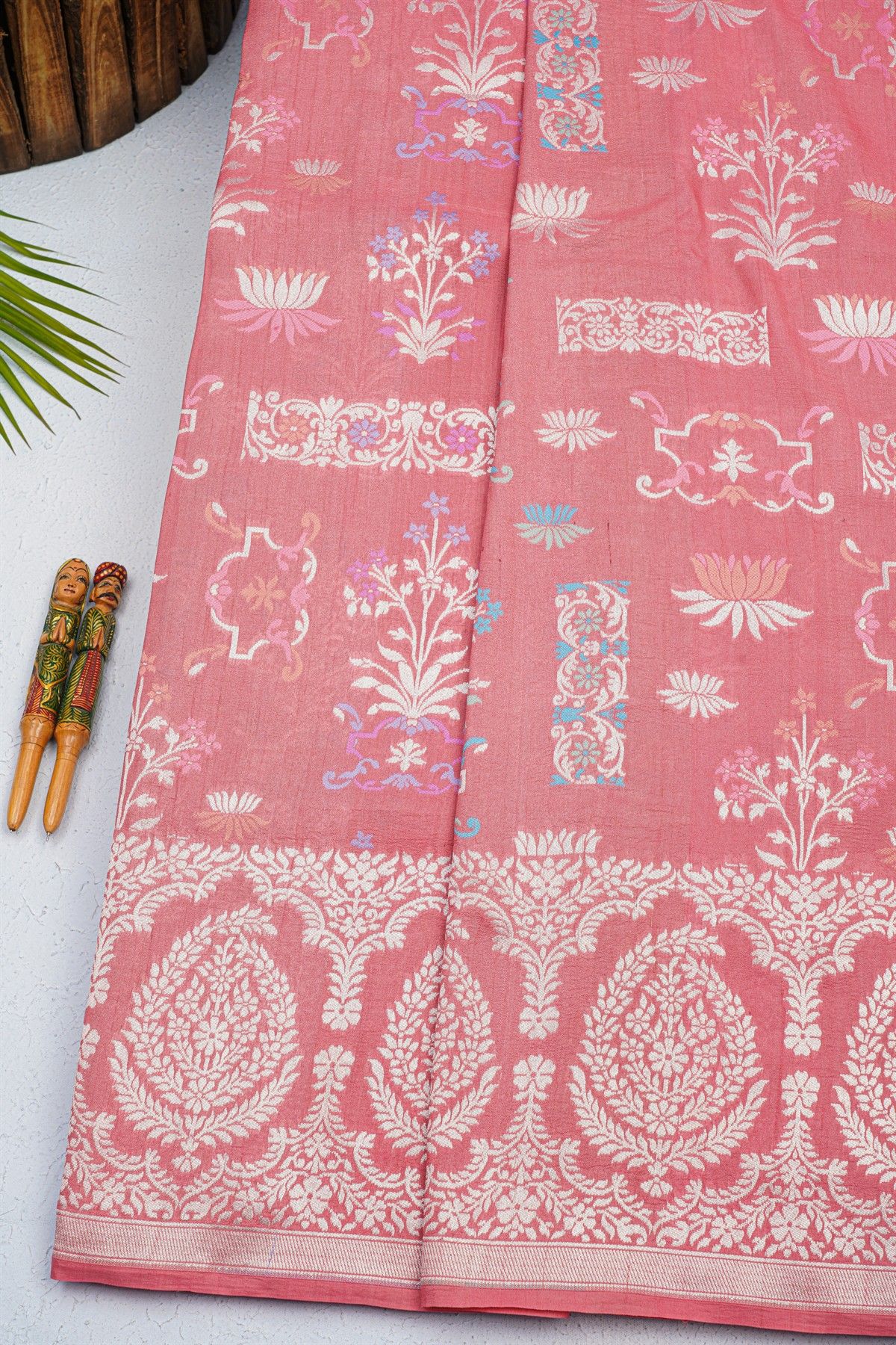 Fancy Tussar Georgette Light Baby Pink Saree