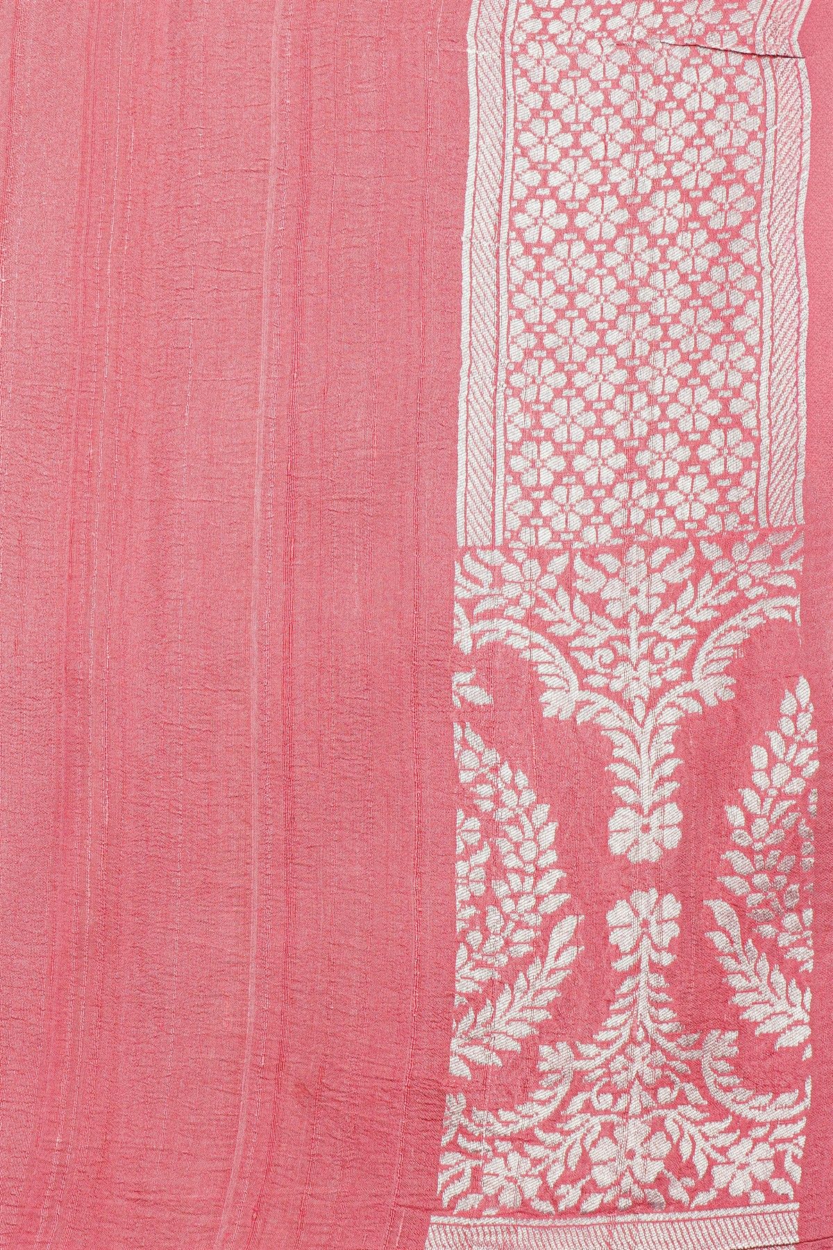 Fancy Tussar Georgette Light Baby Pink Saree