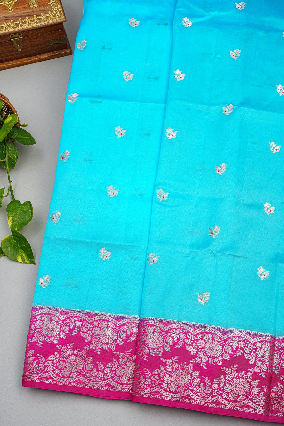 Fancy Matka Silk Sky Blue Saree
