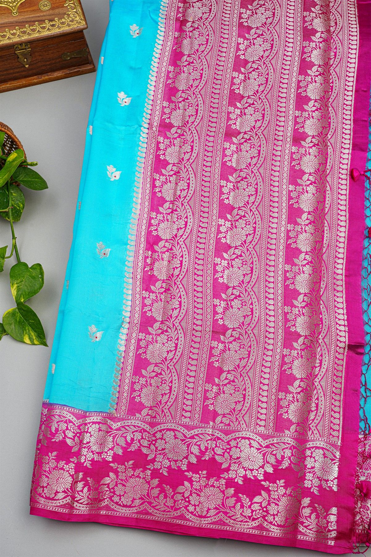 Fancy Matka Silk Sky Blue Saree