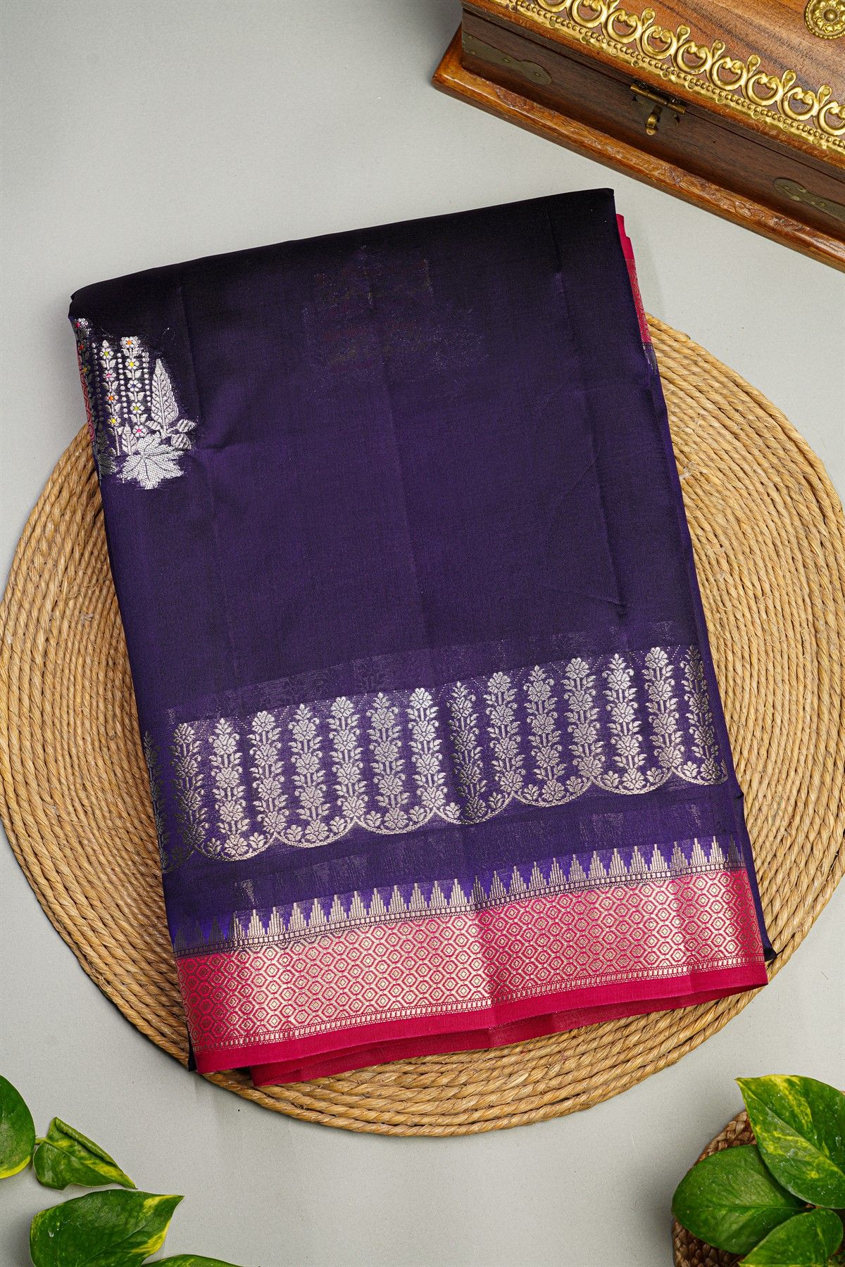 Fancy Matka Silk Navy Blue Saree