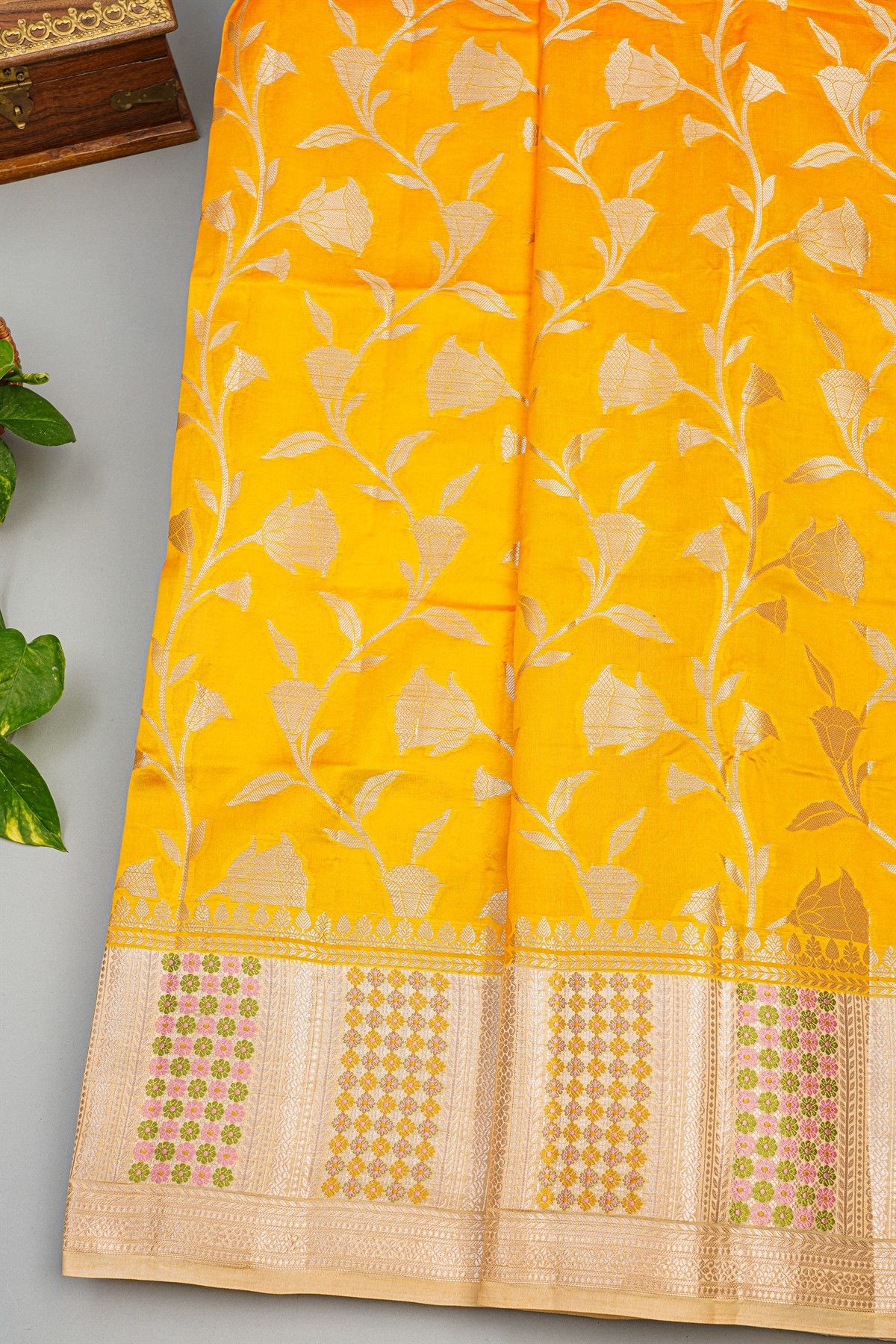 Fancy Matka Silk Yellow Saree