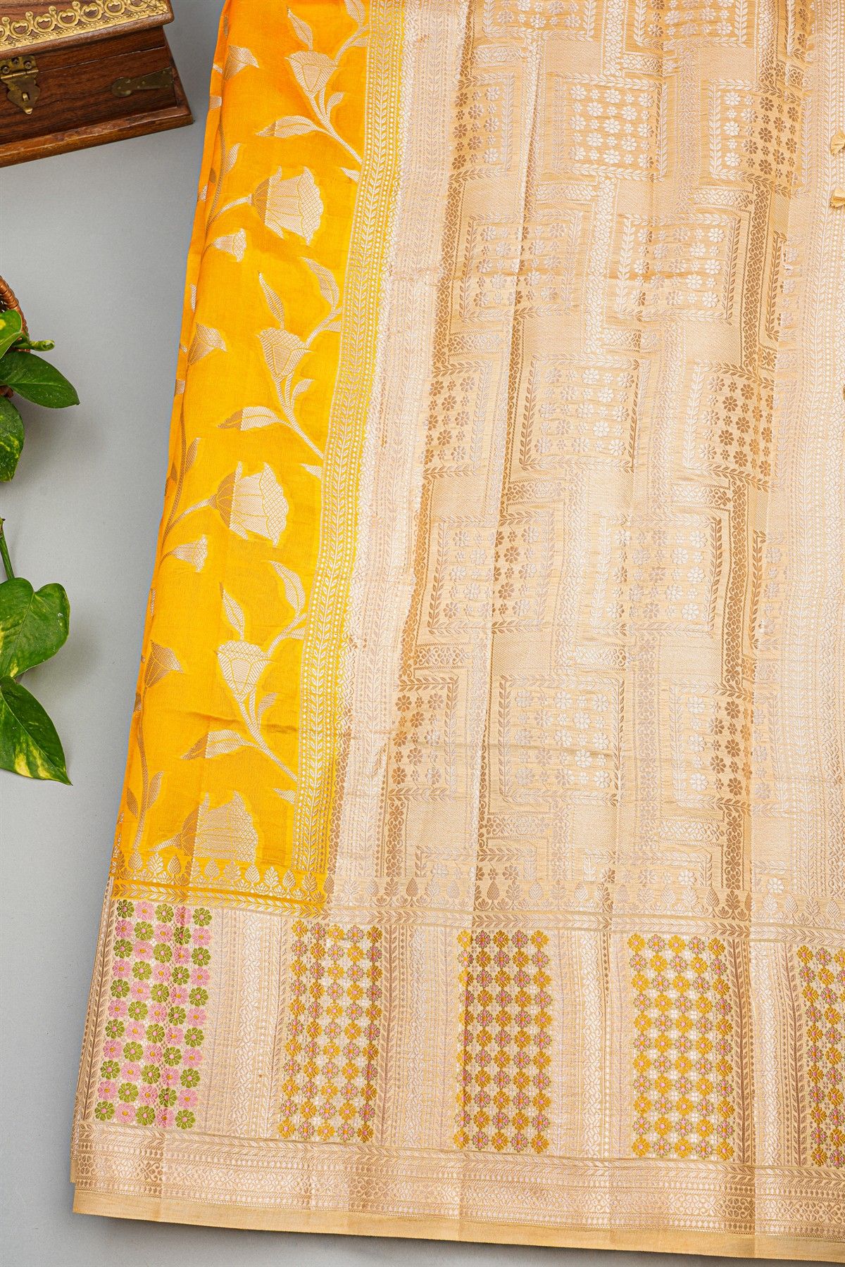 Fancy Matka Silk Yellow Saree