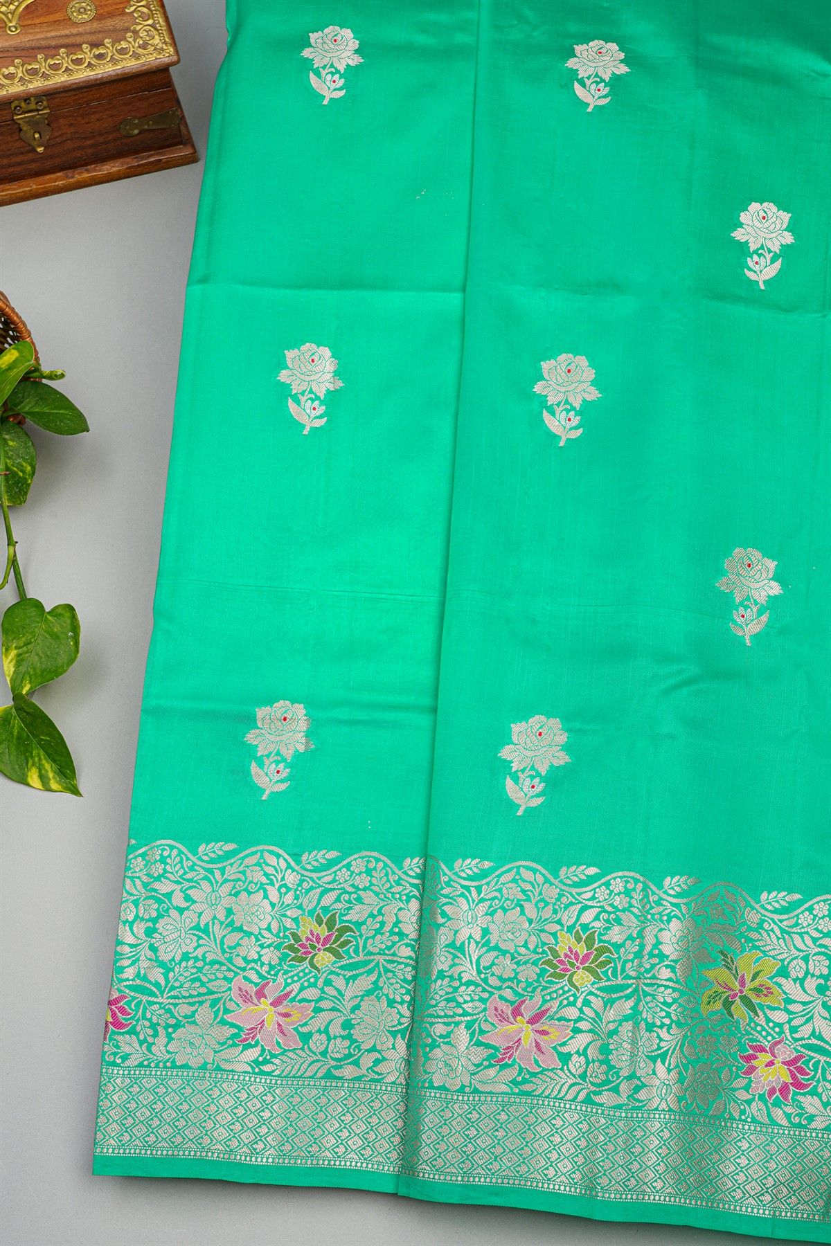 Fancy Matka Silk Sea Green Saree