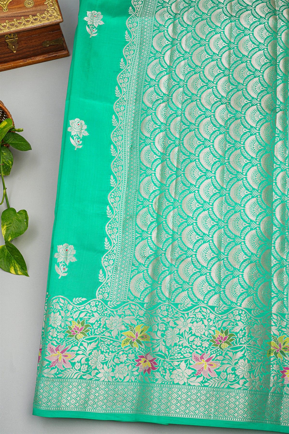 Fancy Matka Silk Sea Green Saree