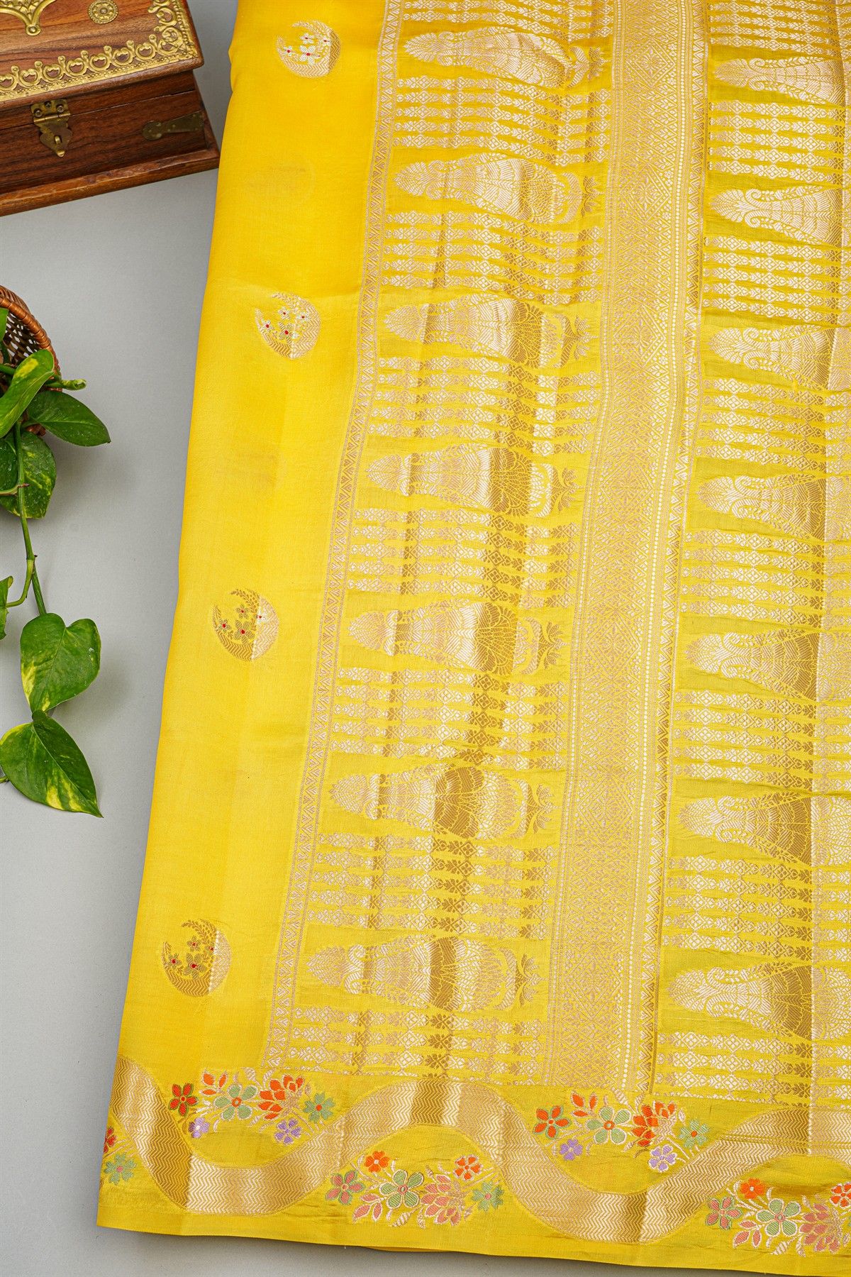 Fancy Matka Silk Yellow Saree